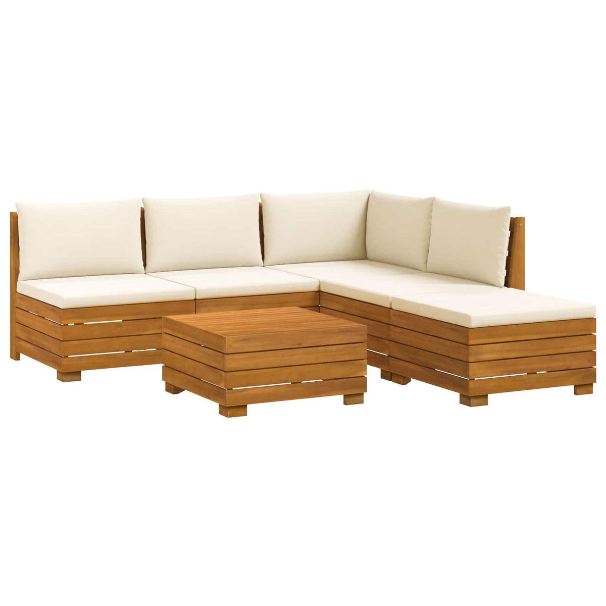 Set vanjskih sofa s jastukom 6 Komad Smeđa Čvrsto drvo akacije