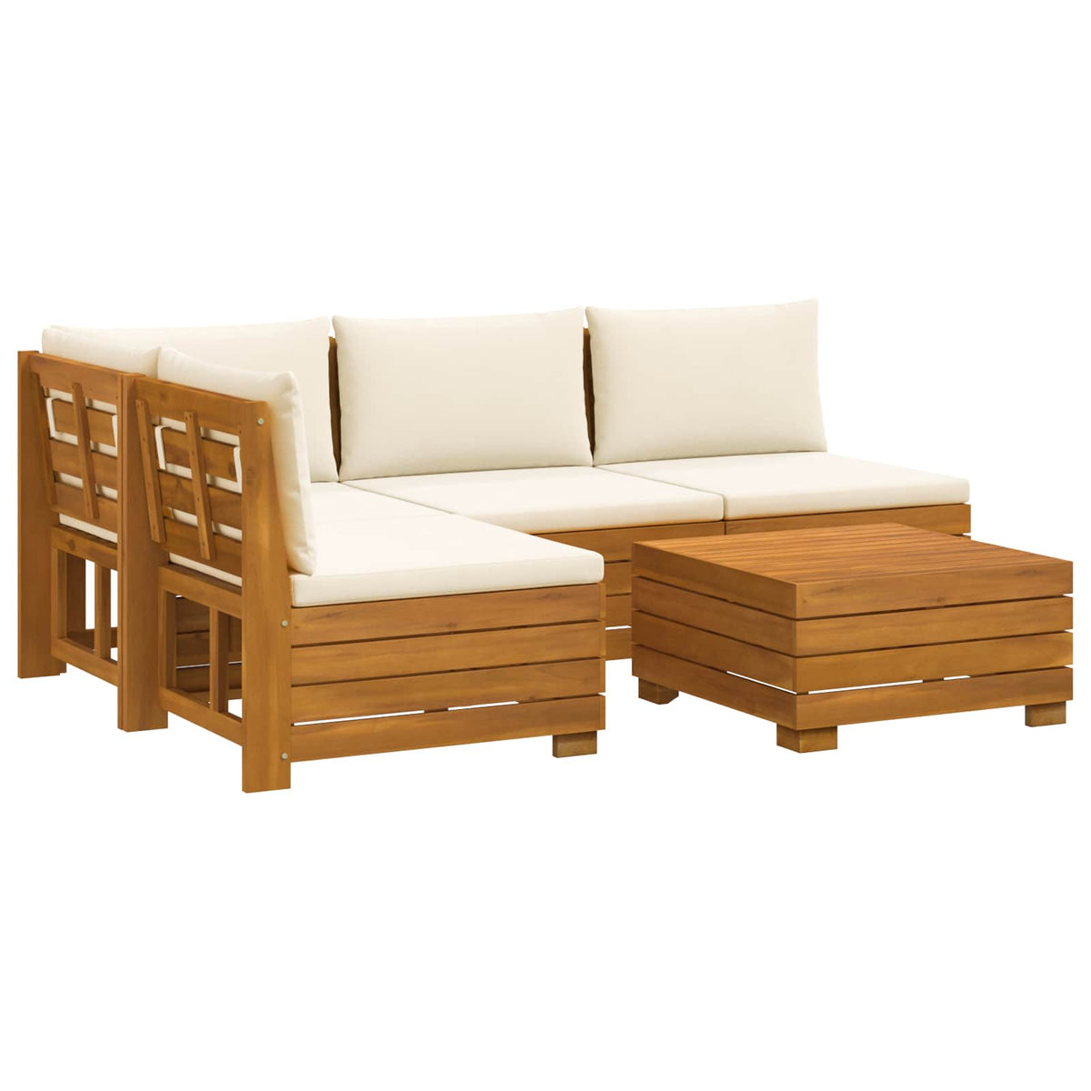Set vanjskih sofa s jastukom 5 Komad Smeđa Čvrsto drvo akacije