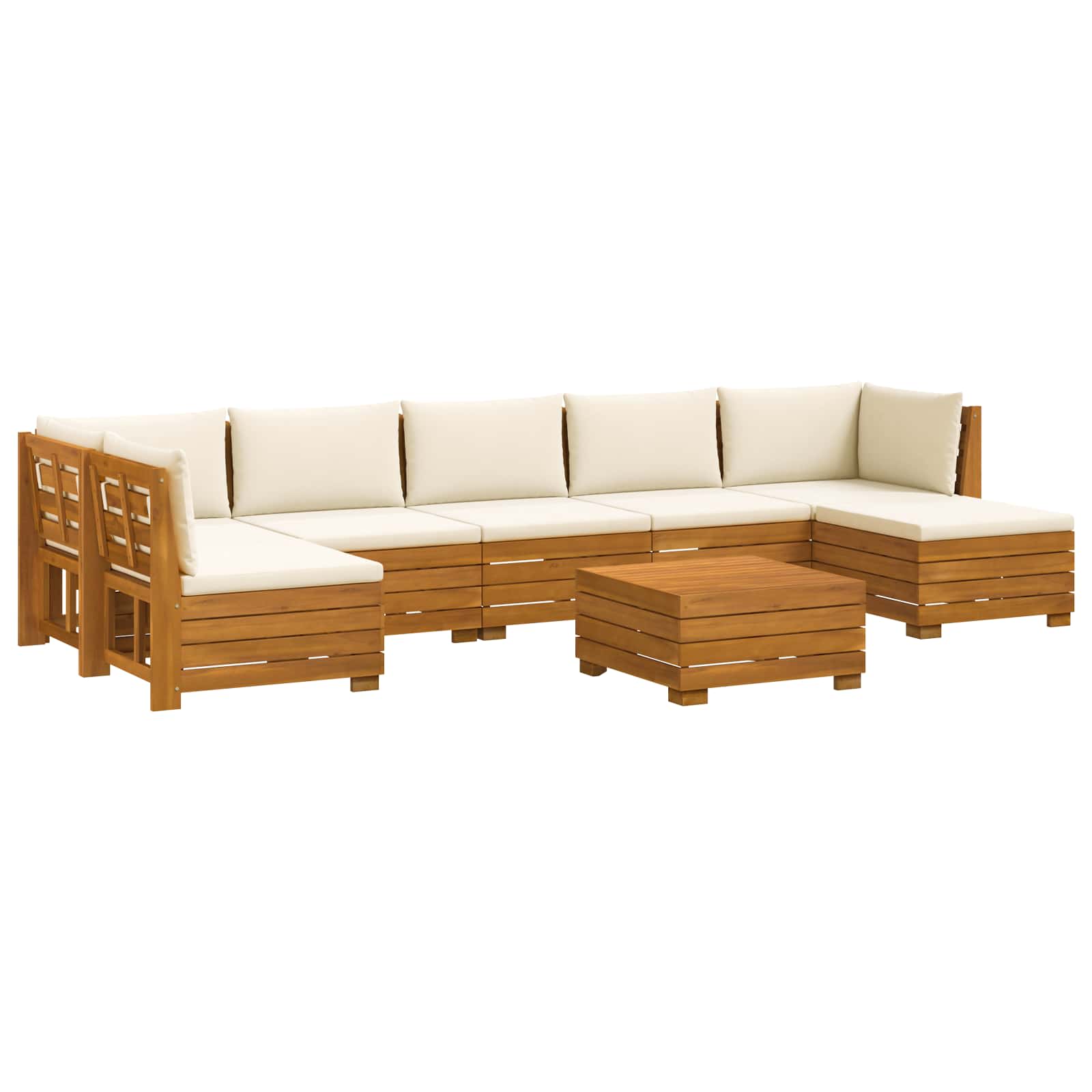 Set vanjskih sofa s jastukom 8 Komad Smeđa Čvrsto drvo akacije