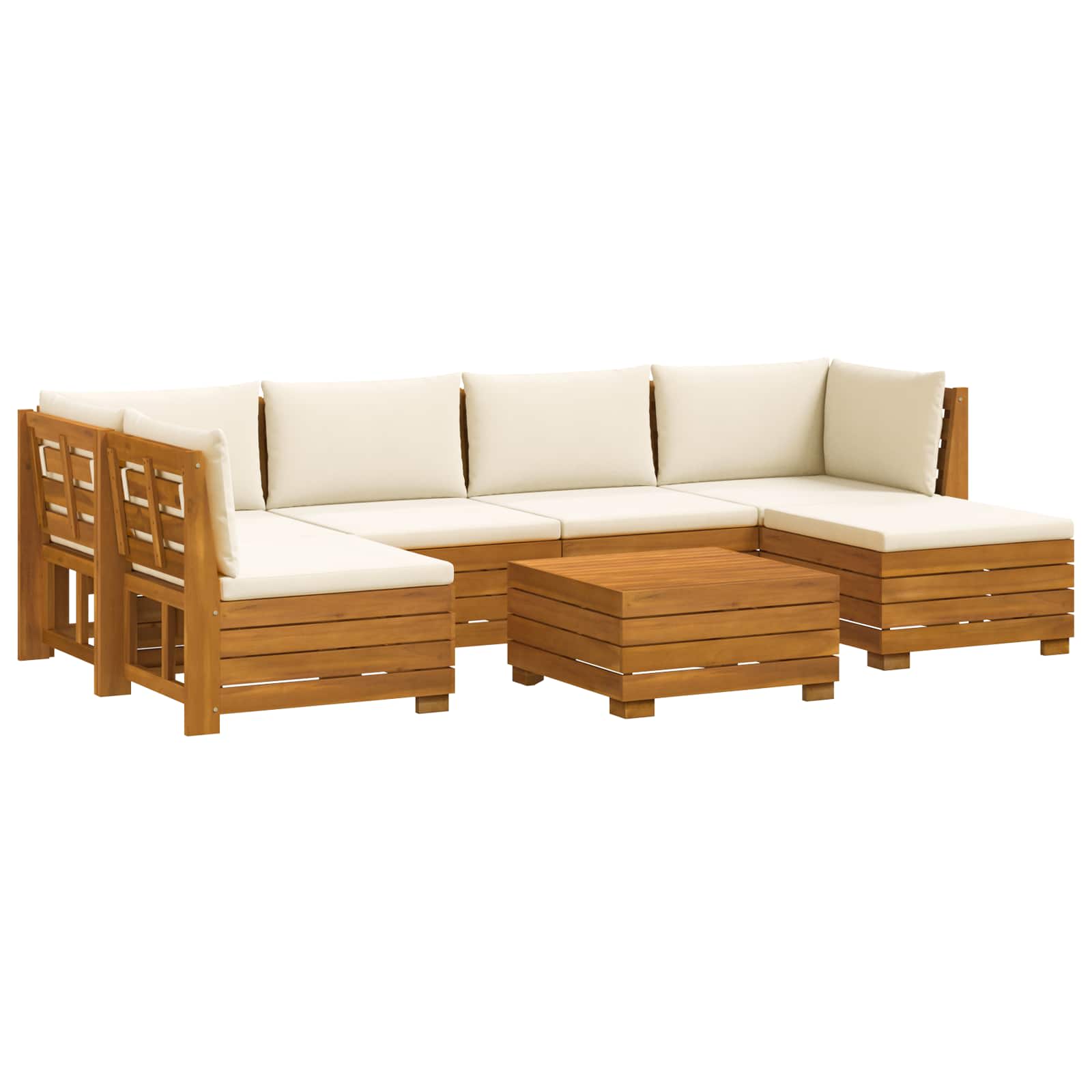 Set vanjskih sofa s jastukom 7 Komad Smeđa Čvrsto drvo akacije