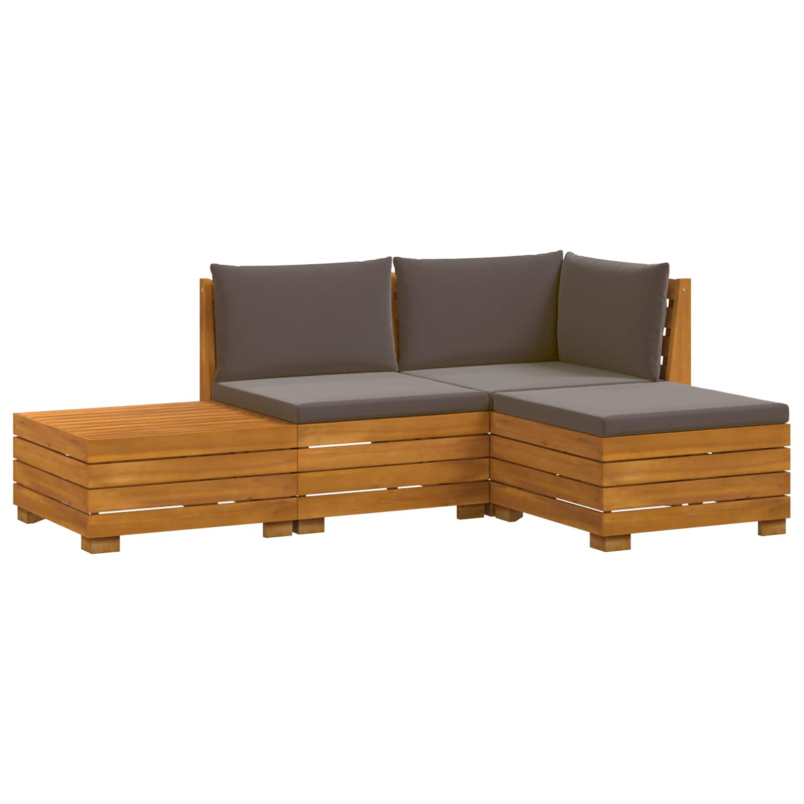 Set vanjskih sofa s jastukom 4 Komad Smeđa Čvrsto drvo akacije
