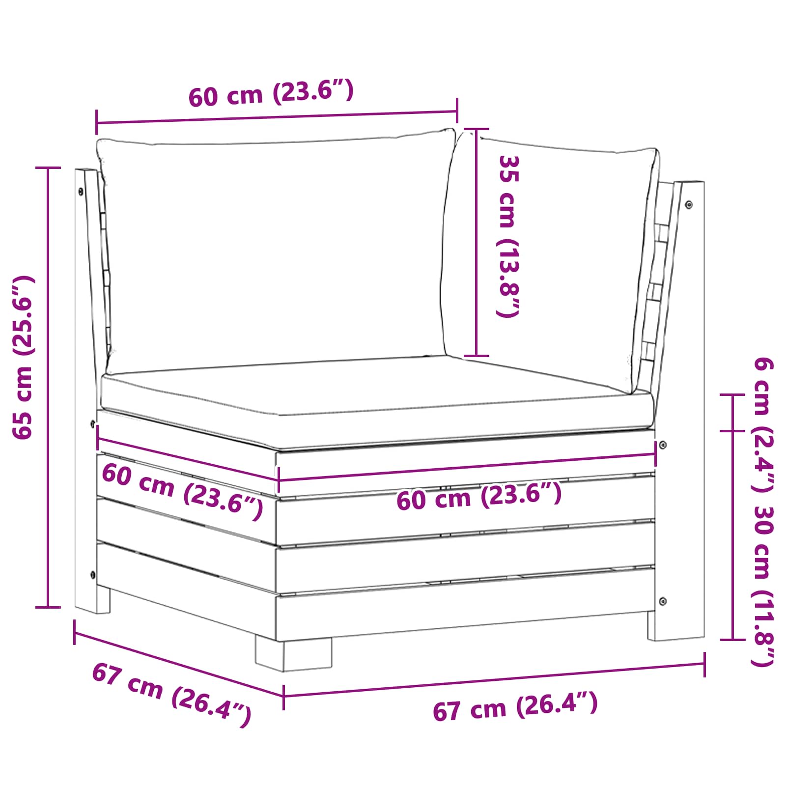 Set vanjskih sofa s jastukom 2 Komad Smeđa Čvrsto drvo akacije