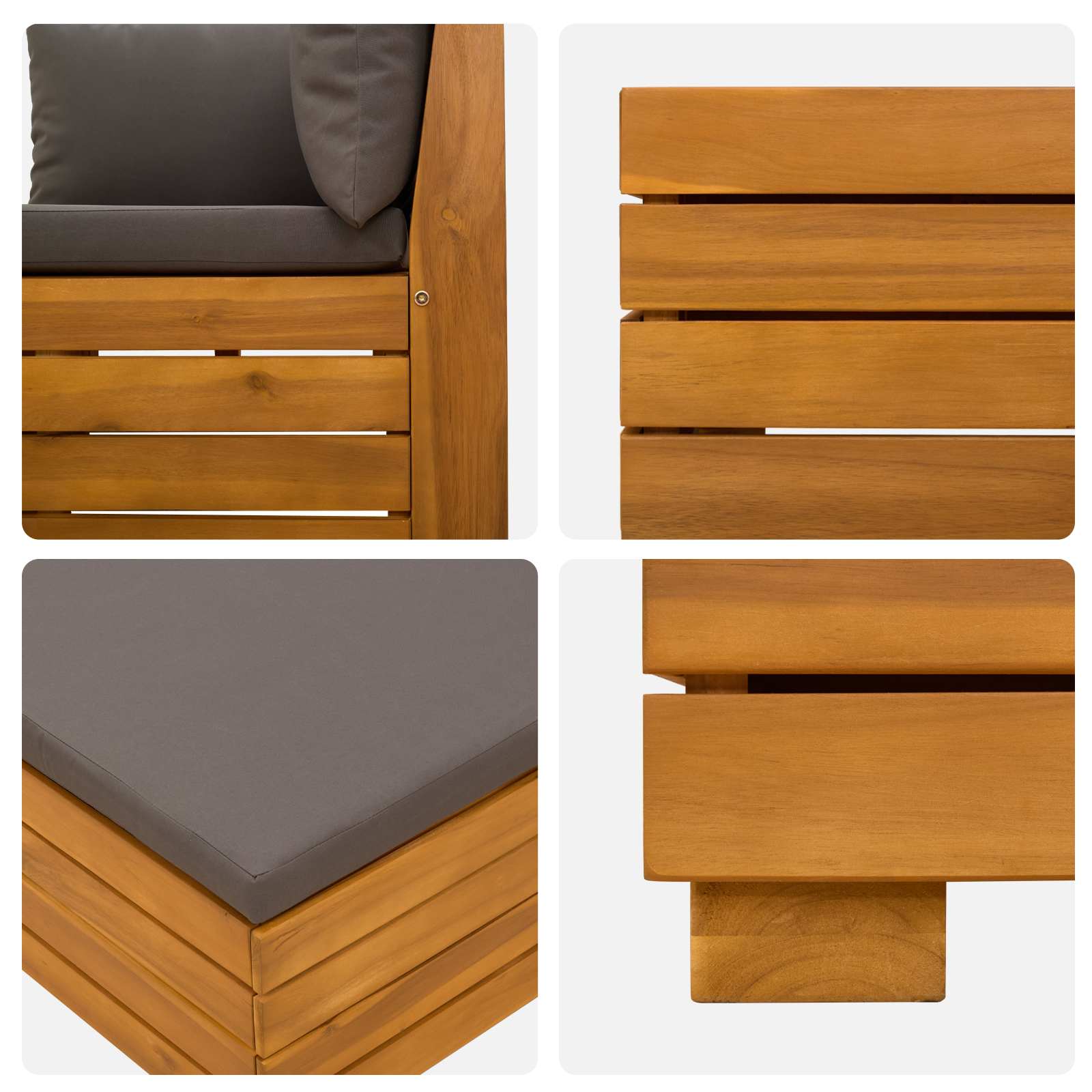 Set vanjskih sofa s jastukom 4 Komad Smeđa Čvrsto drvo akacije
