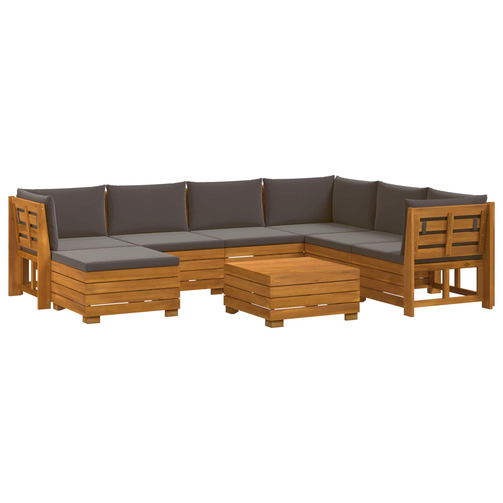 Set vanjskih sofa s jastukom 8 Komad Smeđa Čvrsto drvo akacije
