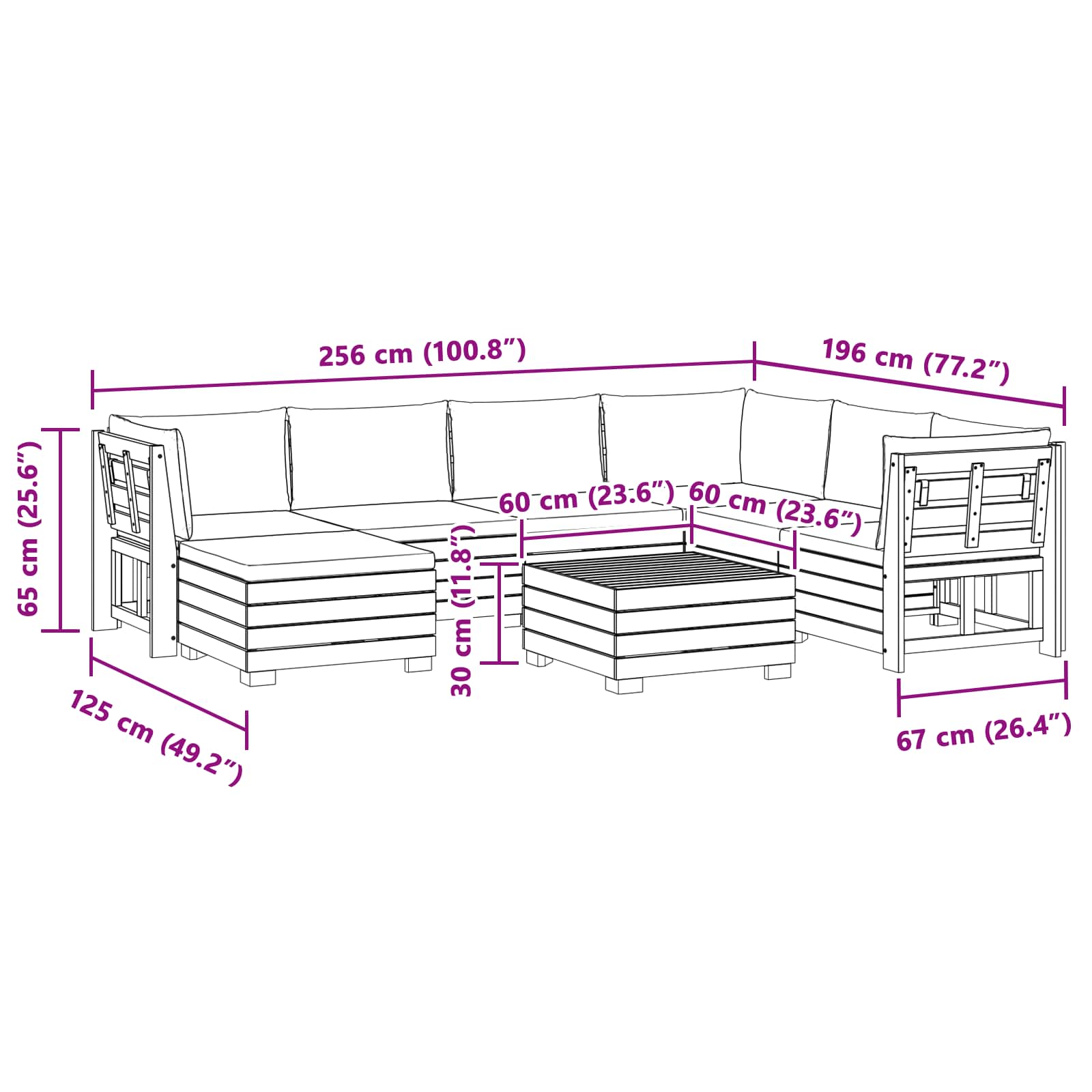 Set vanjskih sofa s jastukom 8 Komad Smeđa Čvrsto drvo akacije