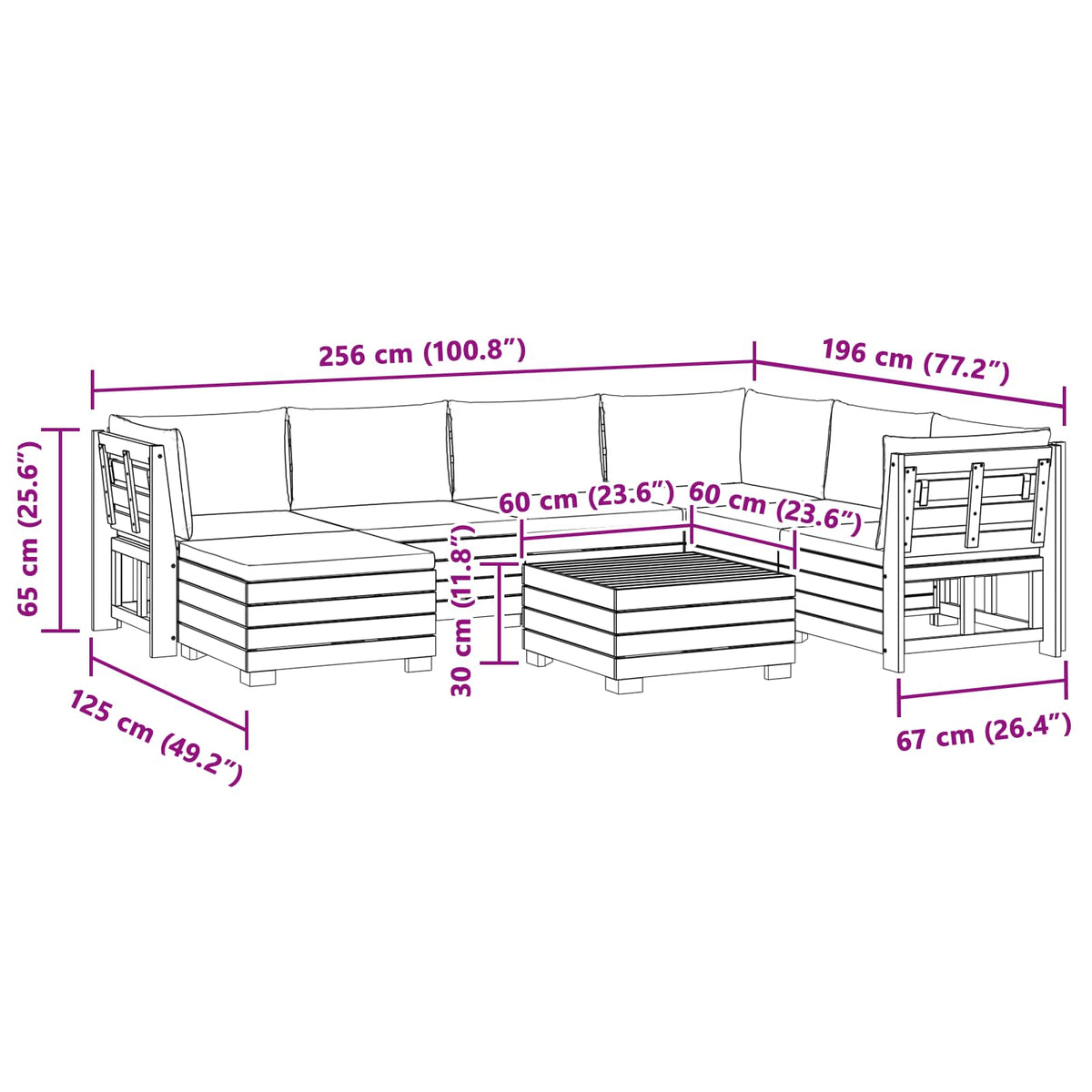 Set vanjskih sofa s jastukom 8 Komad Smeđa Čvrsto drvo akacije