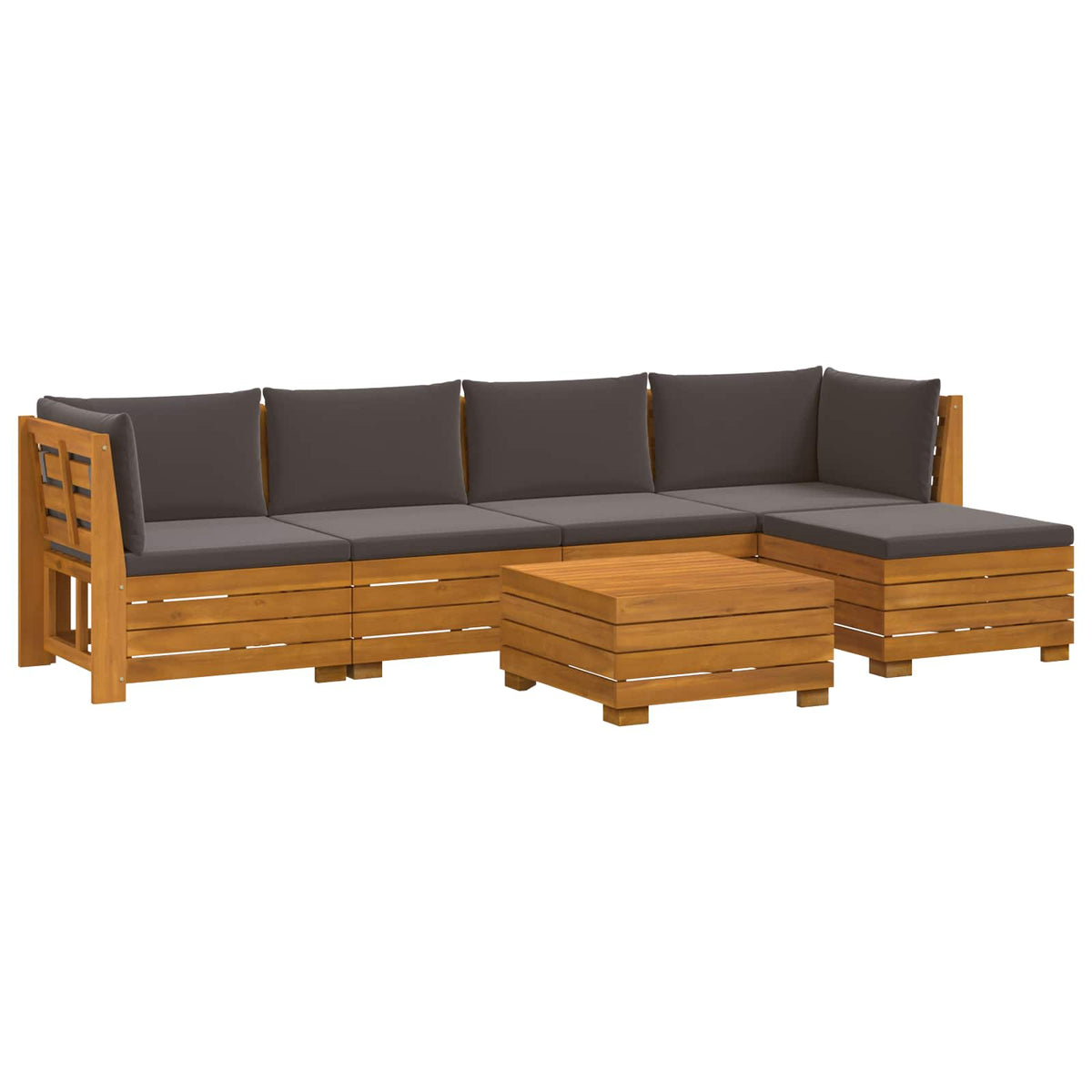 6 kom. Set vanjskih sofa Čvrsto drvo akacije Smeđa