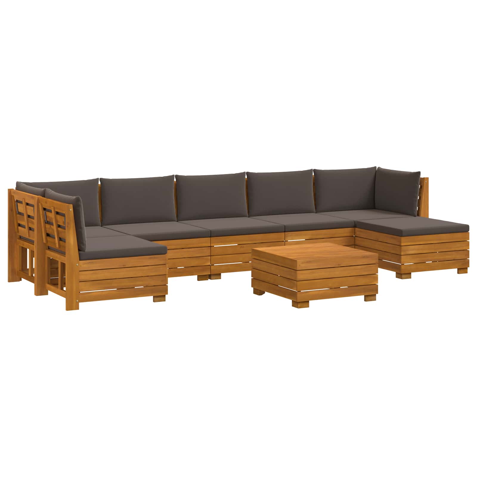 Set vanjskih sofa s jastukom 8 Komad Smeđa Čvrsto drvo akacije