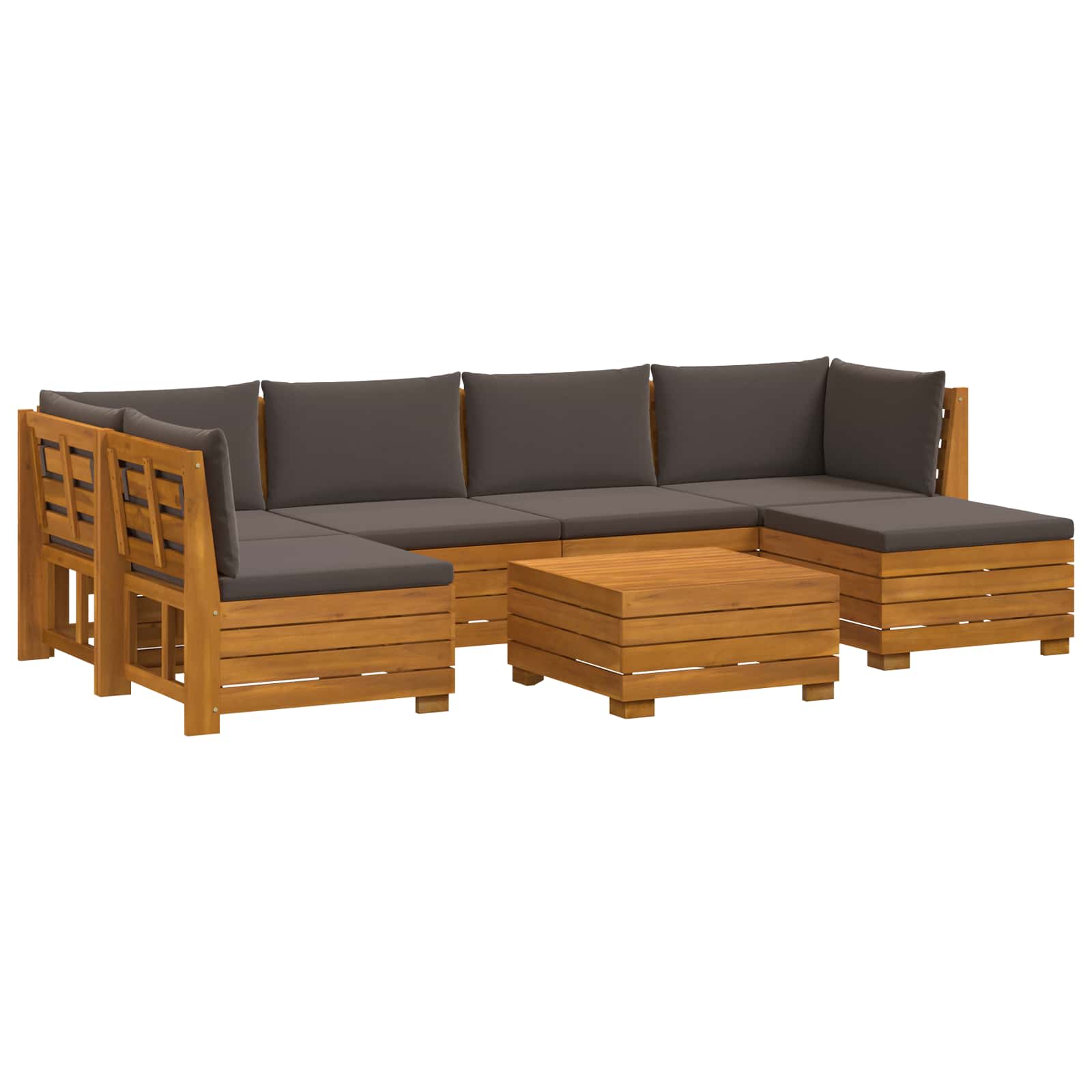 Set vanjskih sofa s jastukom 7 Komad Smeđa Čvrsto drvo akacije