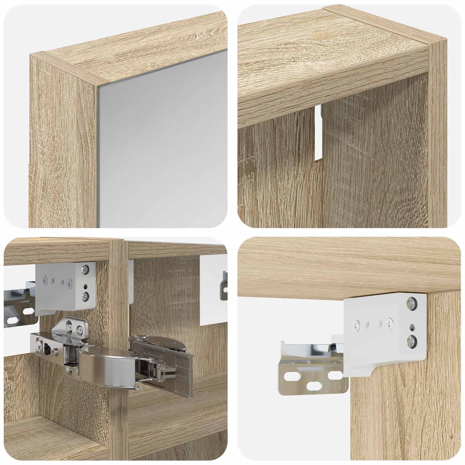 Set ormarića za kupaonicu S LED lampica 3 pcs 80 x 10,5 x 50 cm