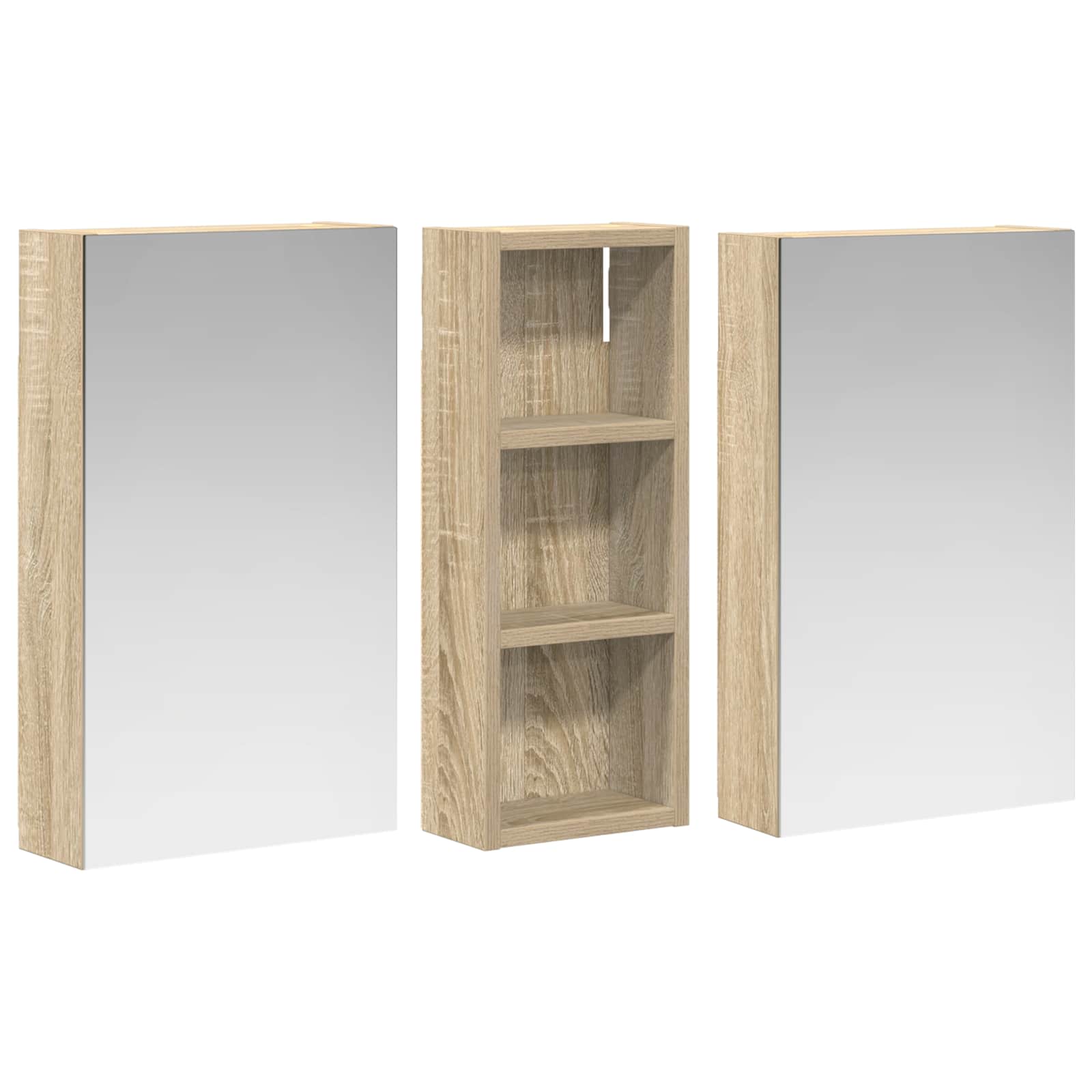 Set ormarića za kupaonicu S LED lampica 3 pcs 80 x 10,5 x 50 cm