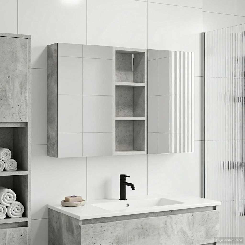 Set ormarića za kupaonicu S LED lampica 3 pcs 80 x 10,5 x 50 cm