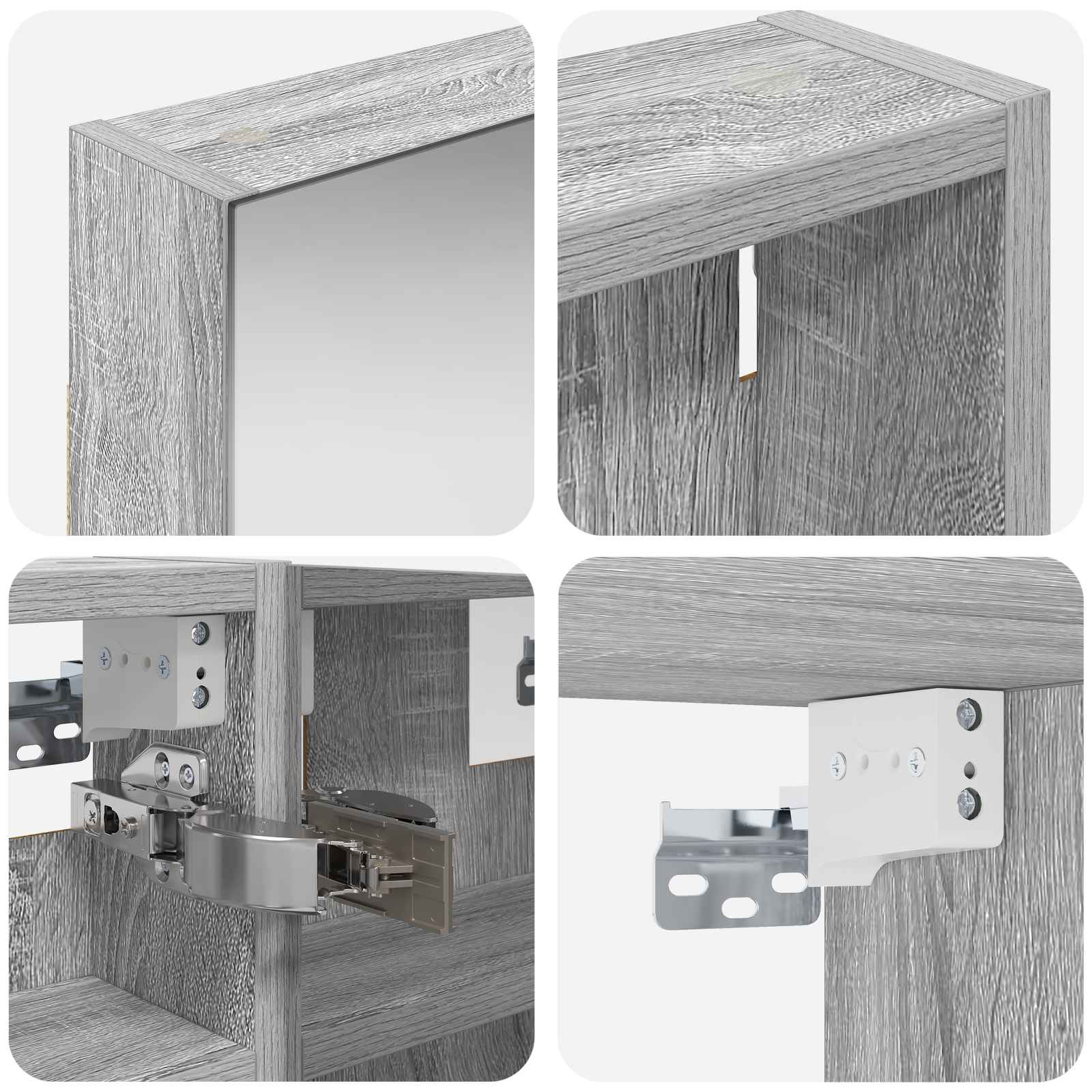 Set ormarića za kupaonicu S LED lampica 3 pcs 80 x 10,5 x 50 cm