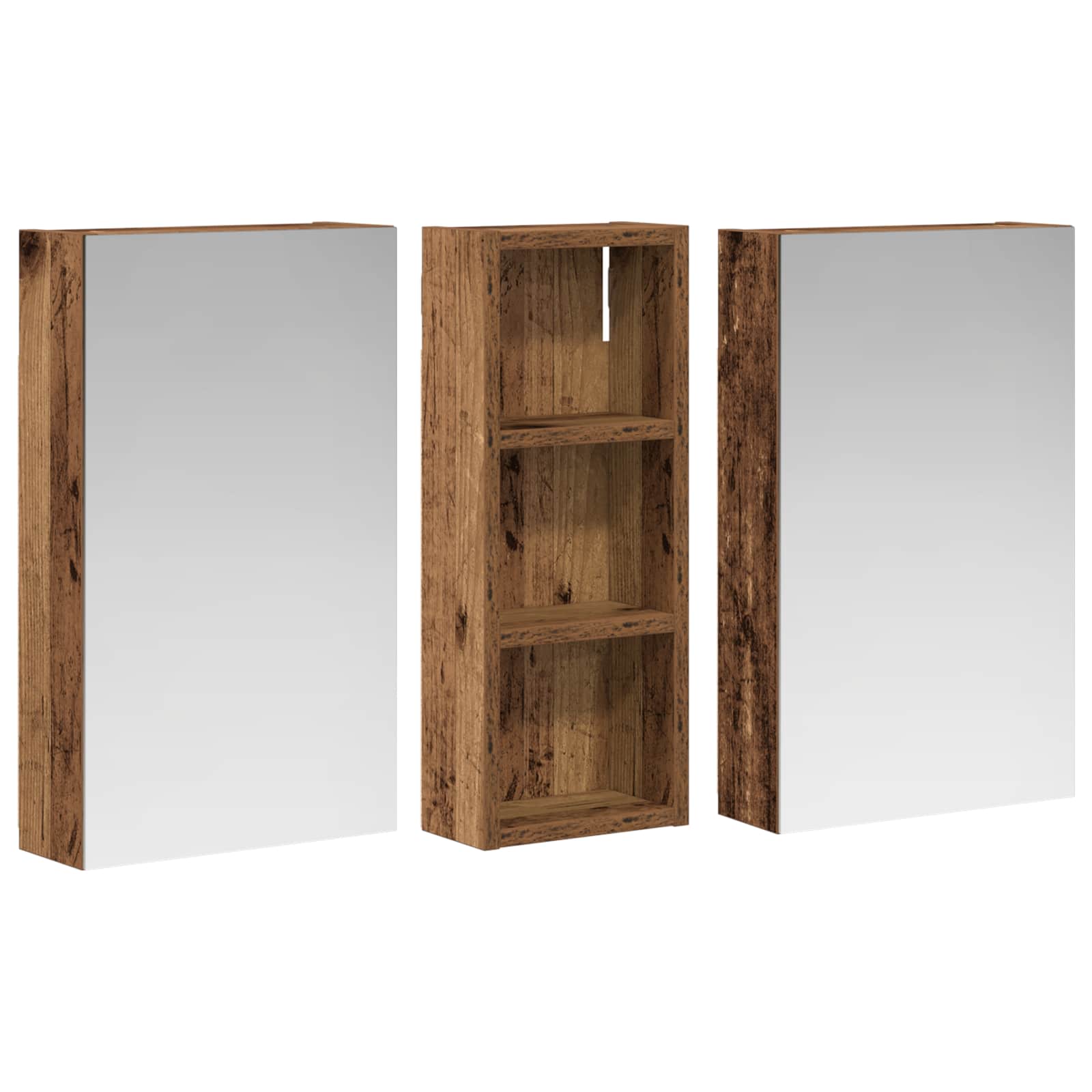 Set ormarića za kupaonicu S LED lampica 3 pcs 80 x 10,5 x 50 cm