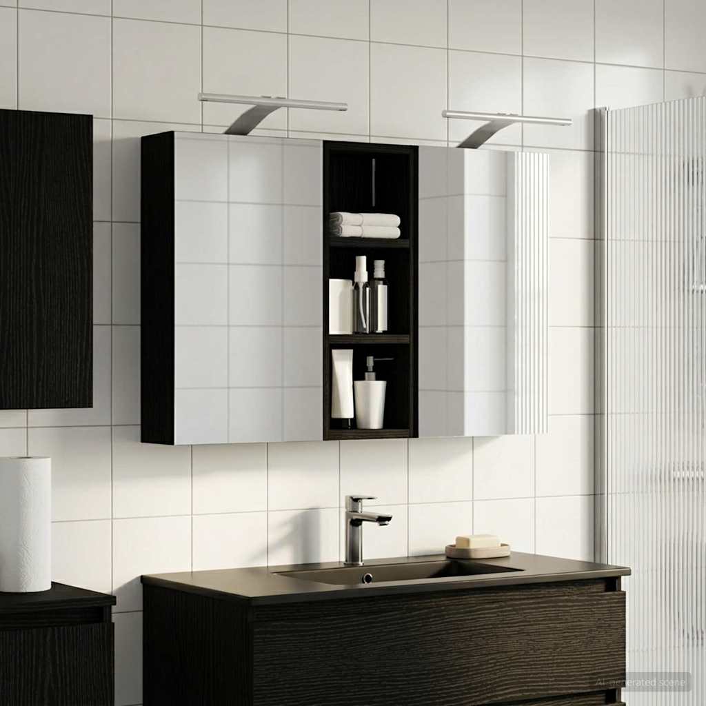 Set ormarića za kupaonicu S LED lampica 3 pcs 80 x 10,5 x 50 cm