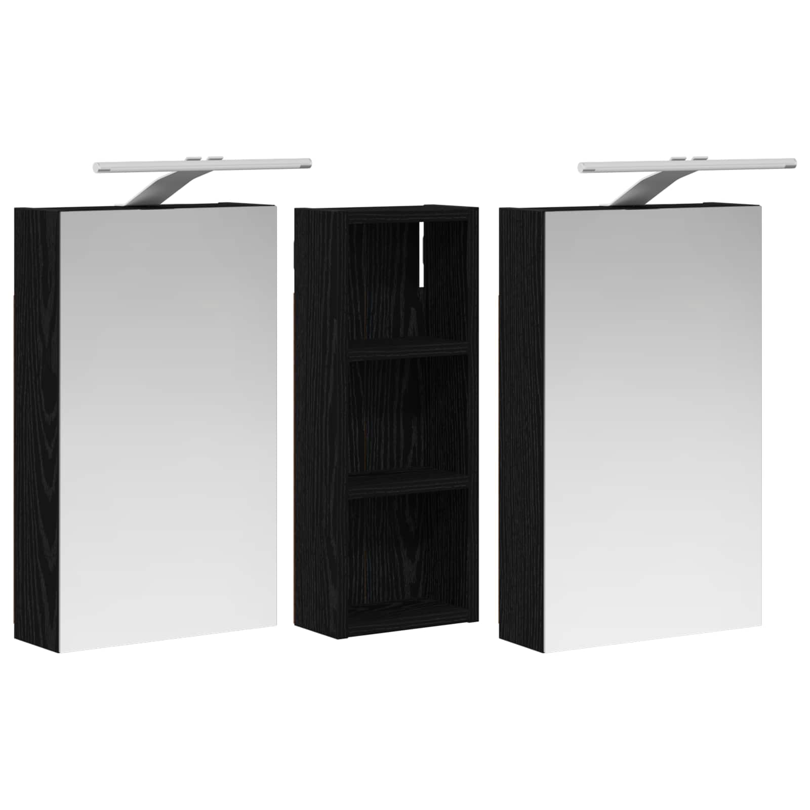 Set ormarića za kupaonicu S LED lampica 3 pcs 80 x 10,5 x 50 cm