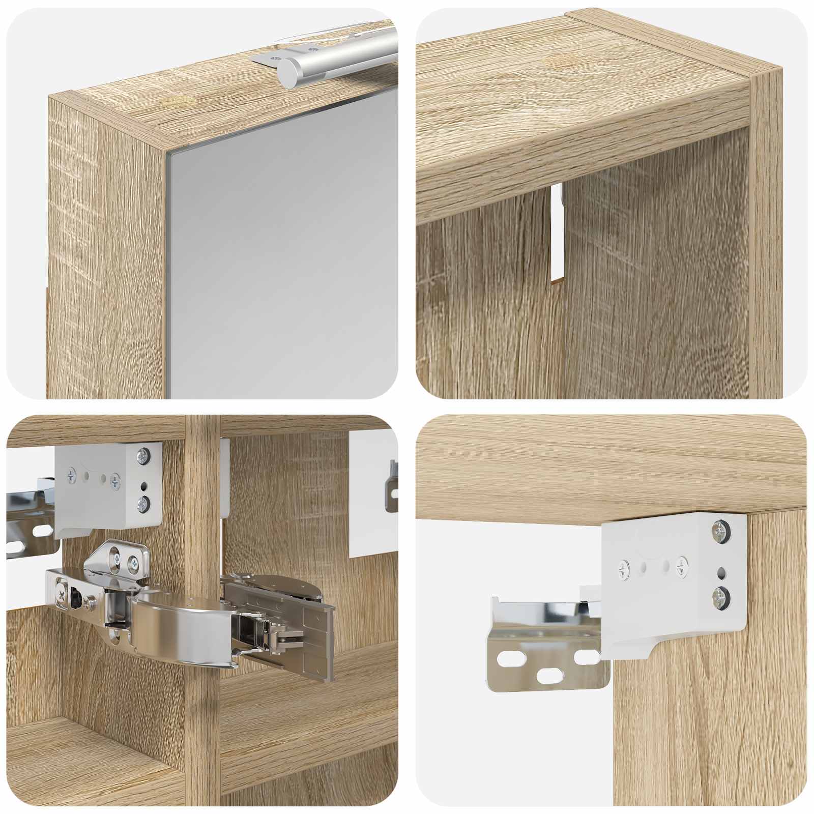 Set ormarića za kupaonicu S LED lampica 3 pcs 80 x 10,5 x 50 cm