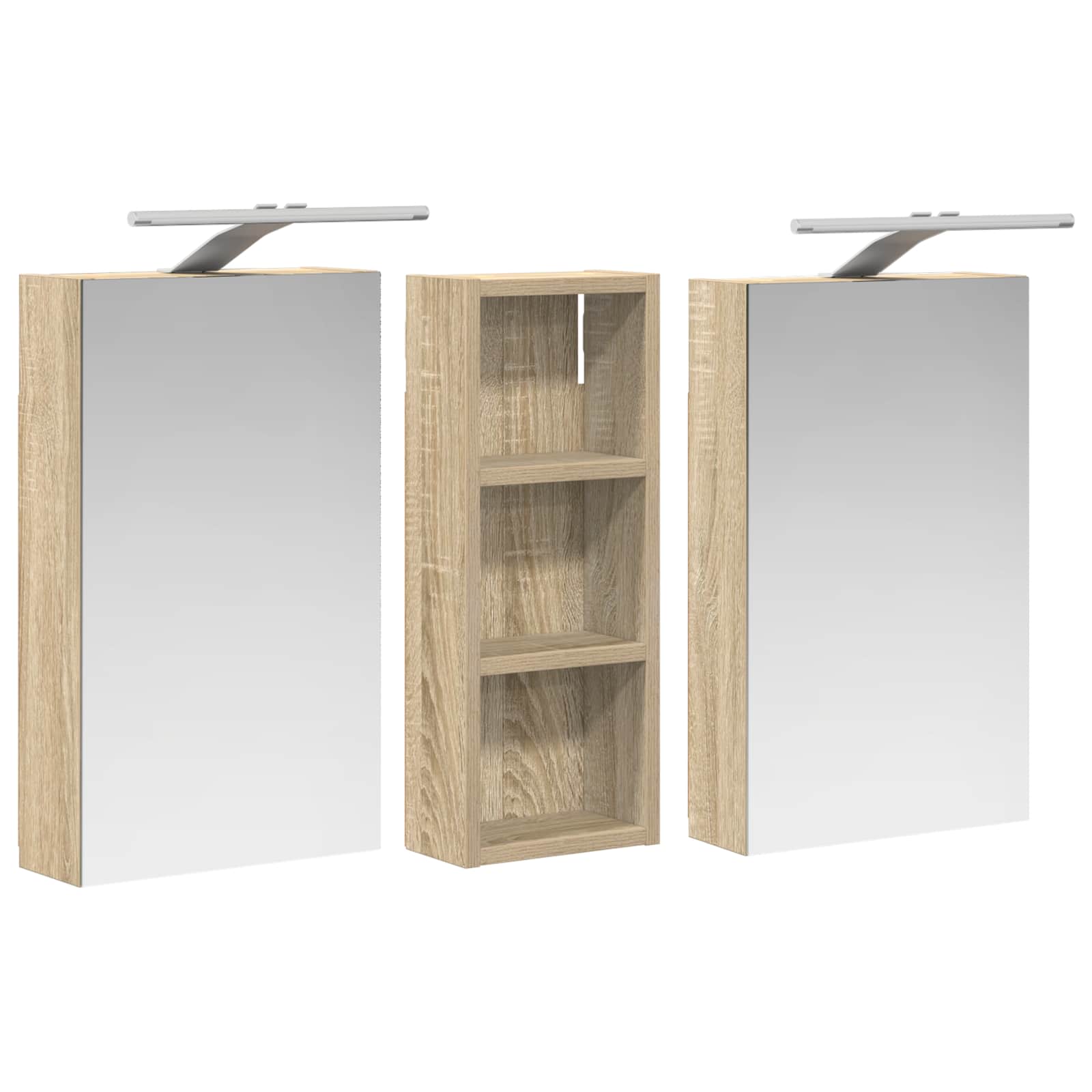 Set ormarića za kupaonicu S LED lampica 3 pcs 80 x 10,5 x 50 cm