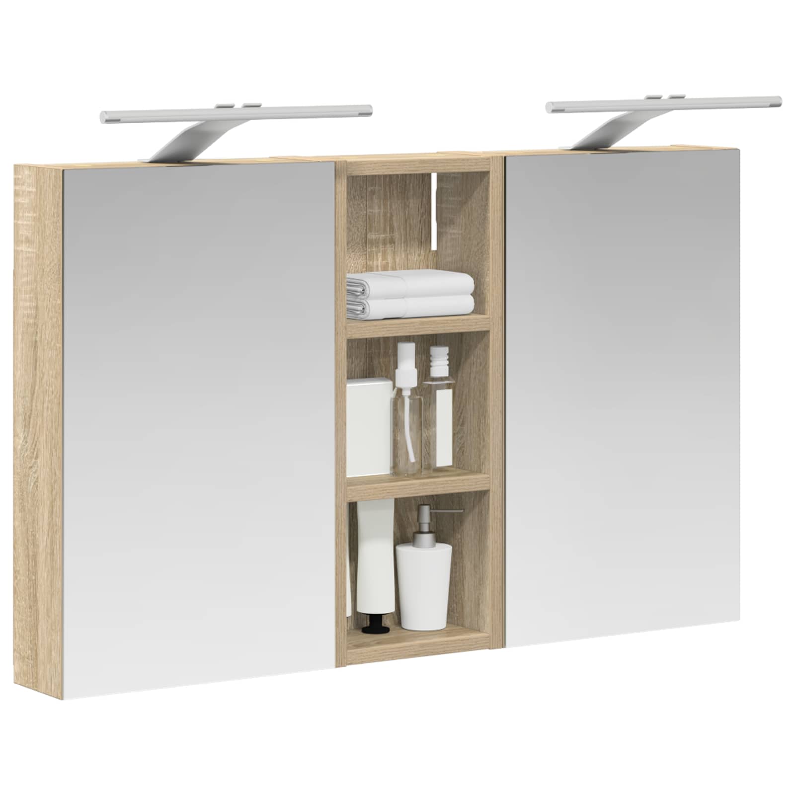 Set ormarića za kupaonicu S LED lampica 3 pcs 80 x 10,5 x 50 cm