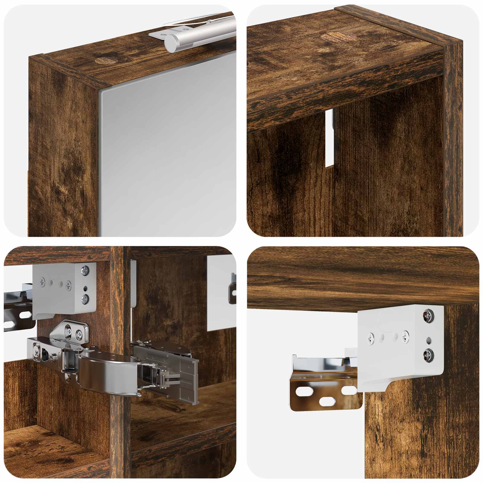 Set ormarića za kupaonicu S LED lampica 3 pcs 80 x 10,5 x 50 cm