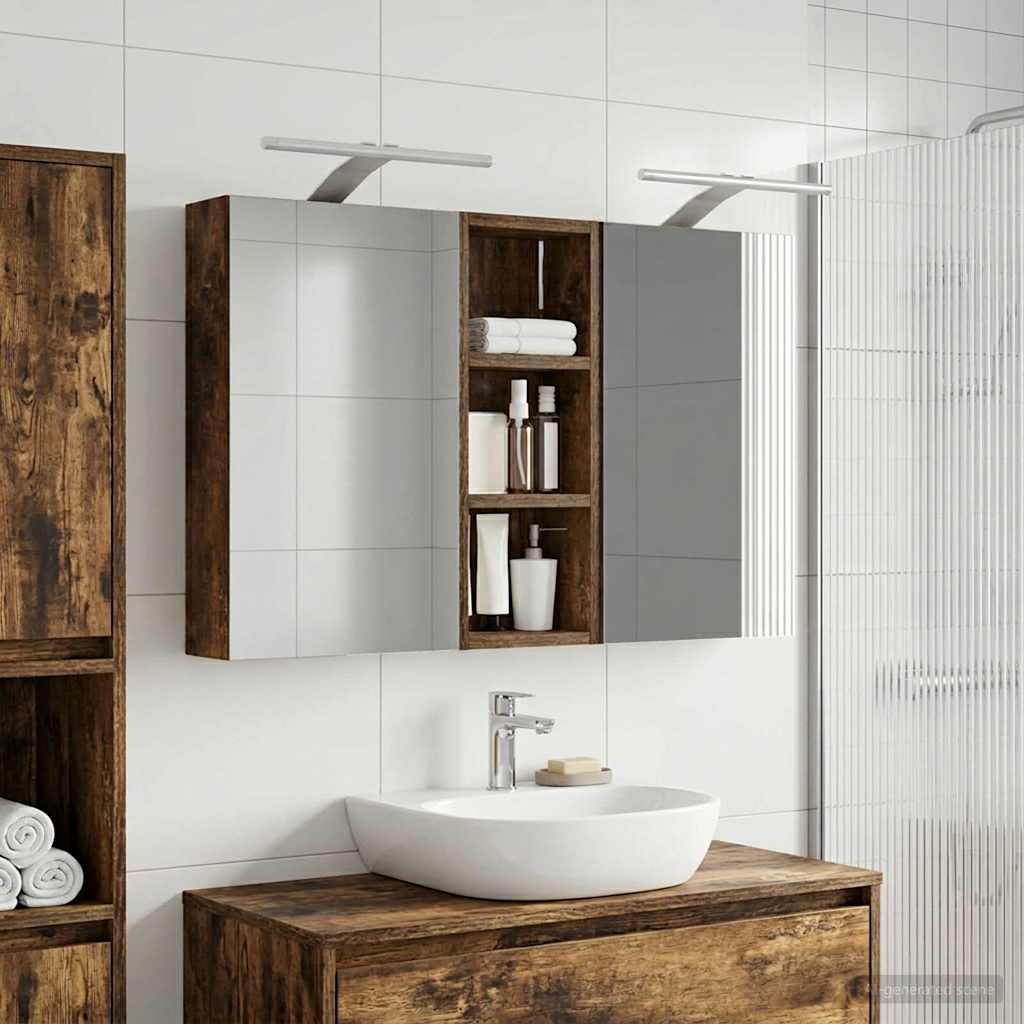 Set ormarića za kupaonicu S LED lampica 3 pcs 80 x 10,5 x 50 cm