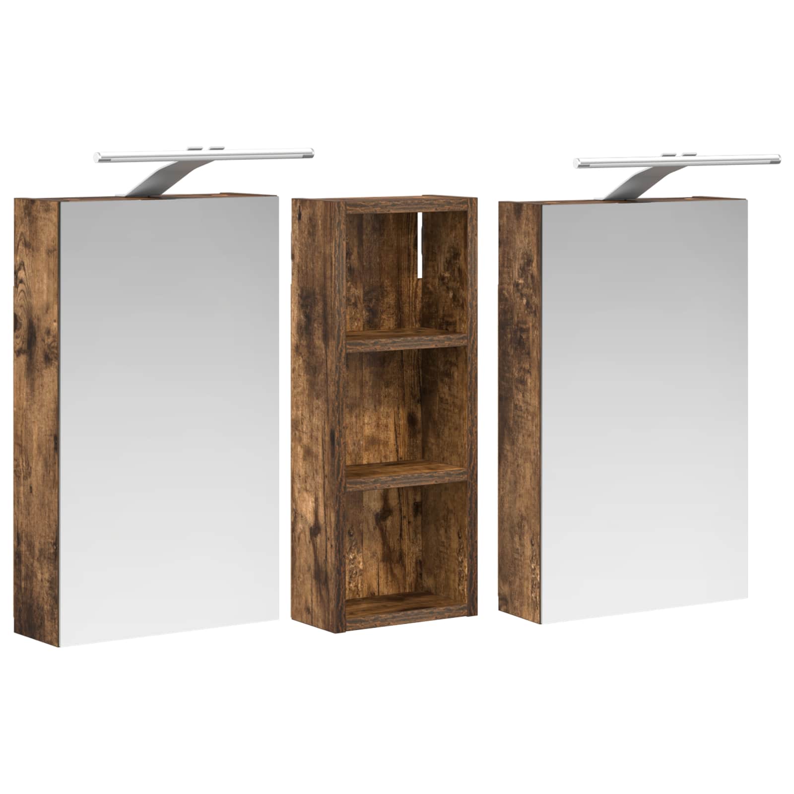 Set ormarića za kupaonicu S LED lampica 3 pcs 80 x 10,5 x 50 cm
