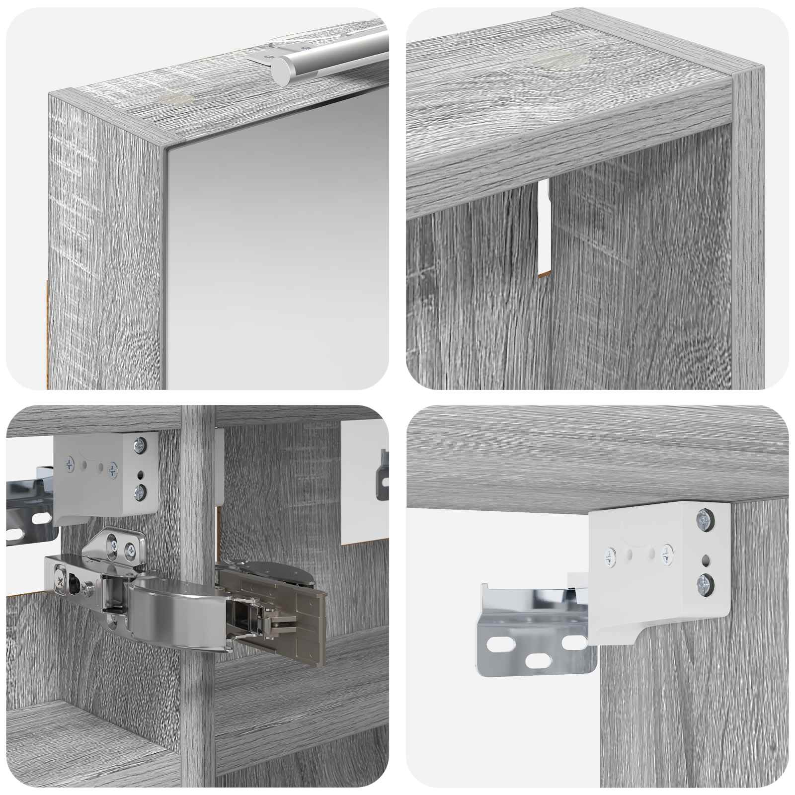 Set ormarića za kupaonicu S LED lampica 3 pcs 80 x 10,5 x 50 cm