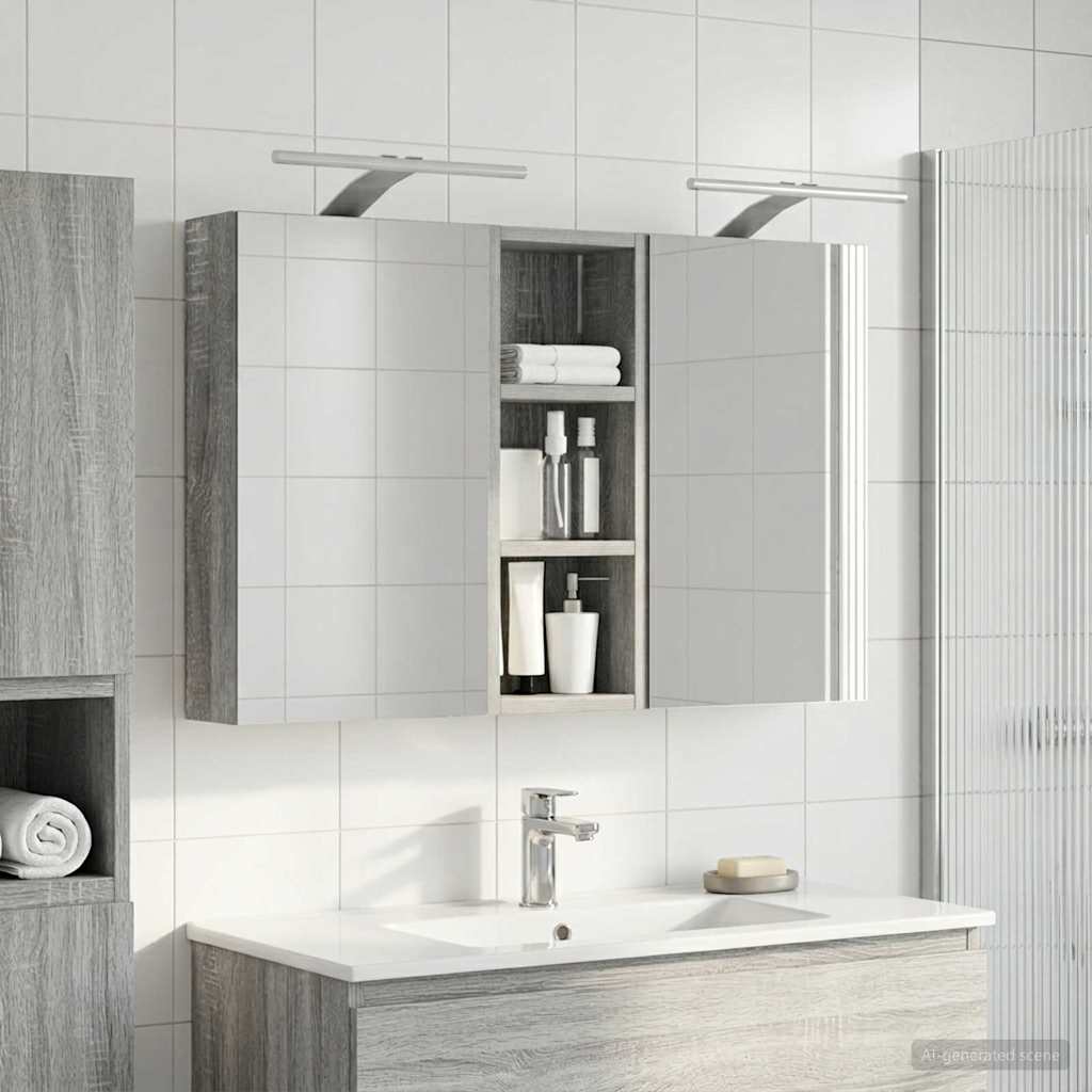Set ormarića za kupaonicu S LED lampica 3 pcs 80 x 10,5 x 50 cm