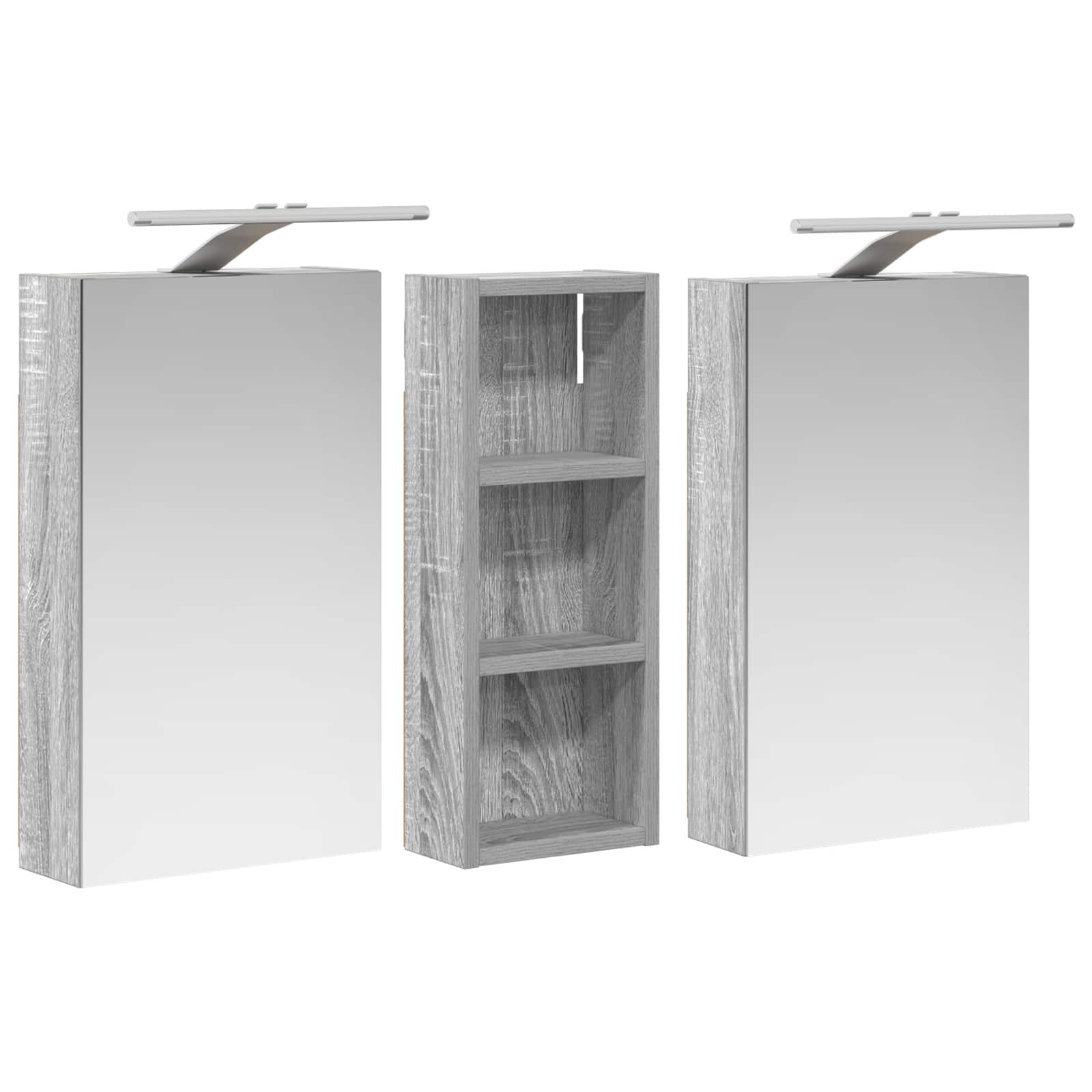 Set ormarića za kupaonicu S LED lampica 3 pcs 80 x 10,5 x 50 cm