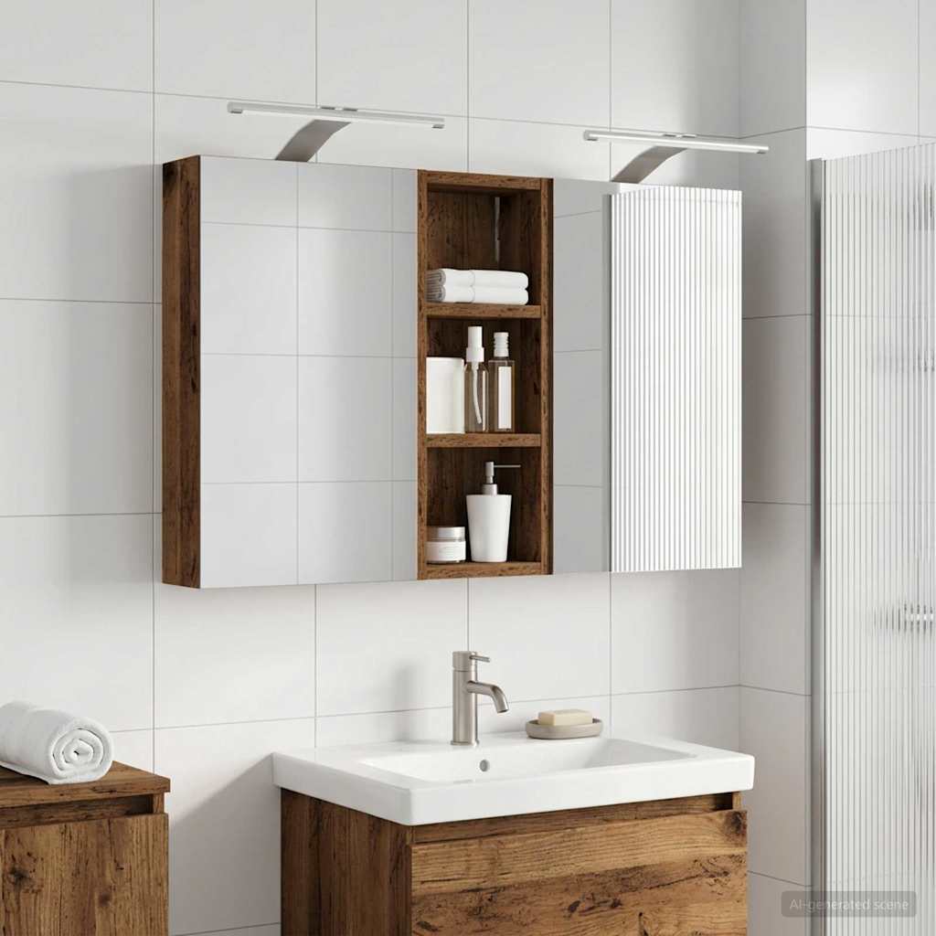 Set ormarića za kupaonicu S LED lampica 3 pcs 80 x 10,5 x 50 cm