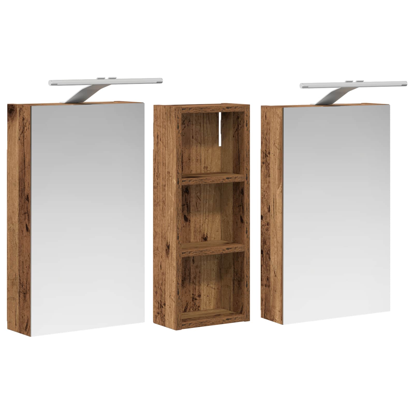 Set ormarića za kupaonicu S LED lampica 3 pcs 80 x 10,5 x 50 cm