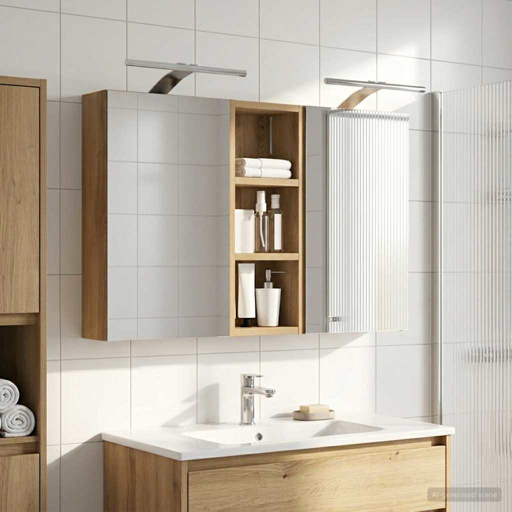 Set ormarića za kupaonicu S LED lampica 3 pcs 80 x 10,5 x 50 cm