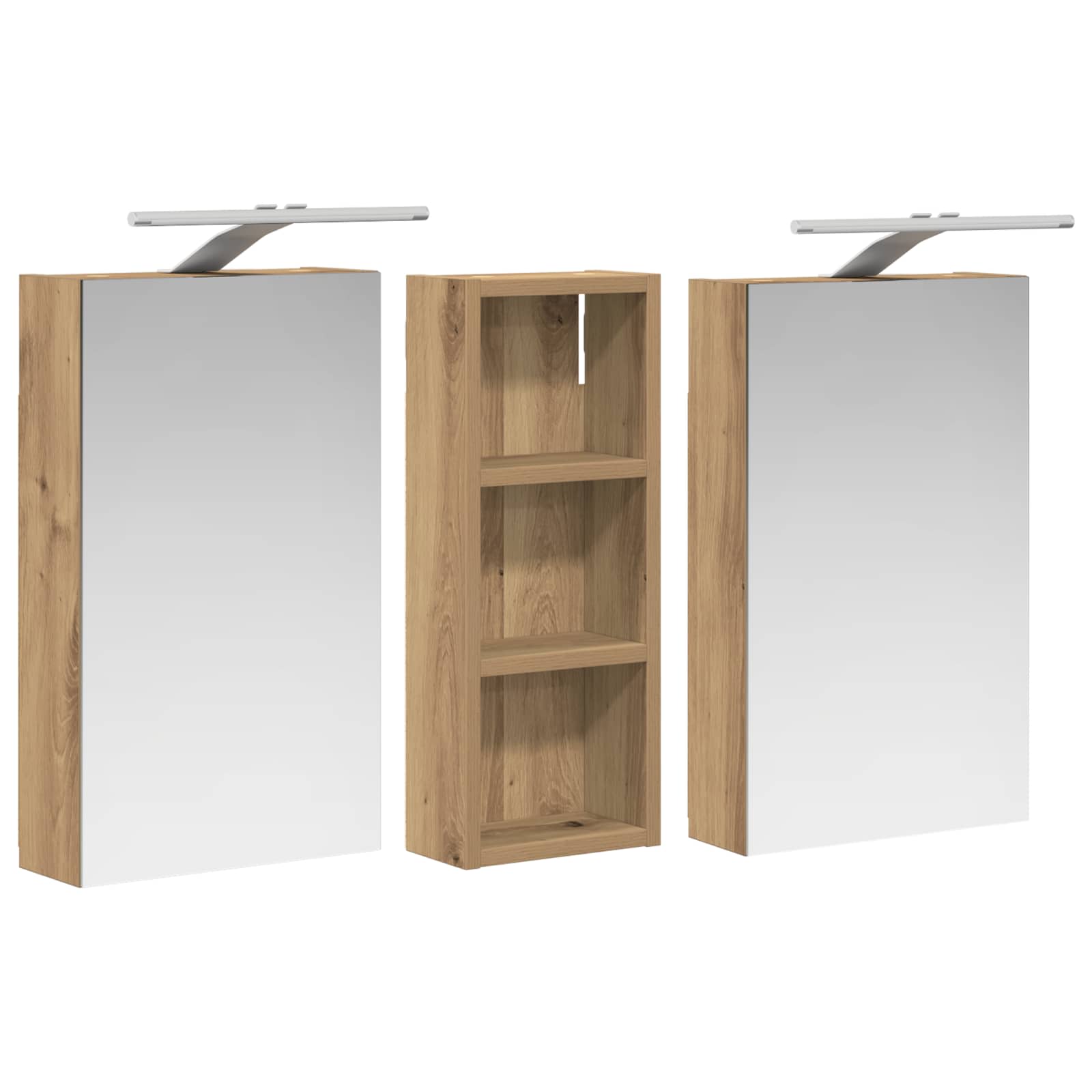 Set ormarića za kupaonicu S LED lampica 3 pcs 80 x 10,5 x 50 cm