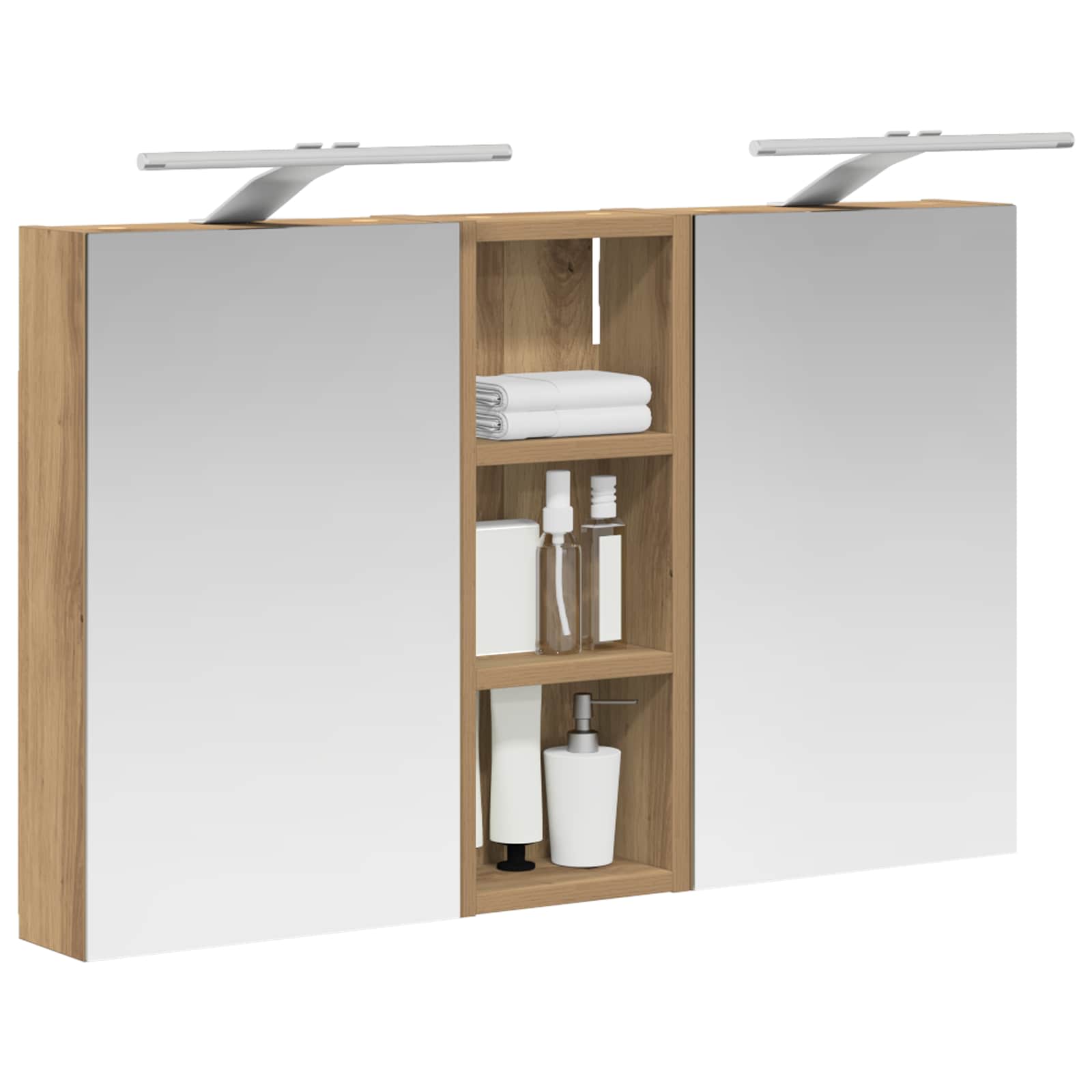 Set ormarića za kupaonicu S LED lampica 3 pcs 80 x 10,5 x 50 cm