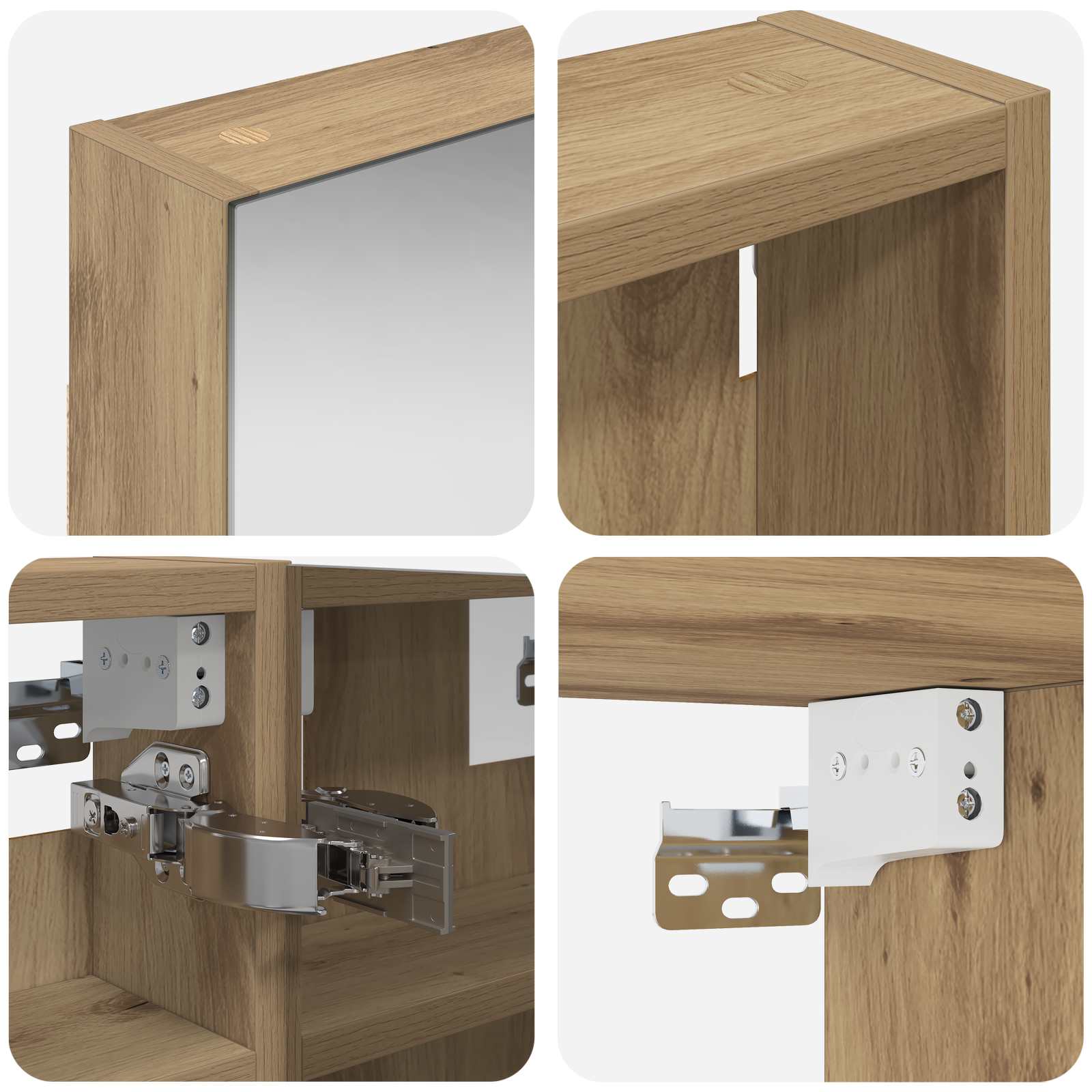 Set ormarića za kupaonicu S LED lampica 3 pcs 90 x 10,5 x 50 cm