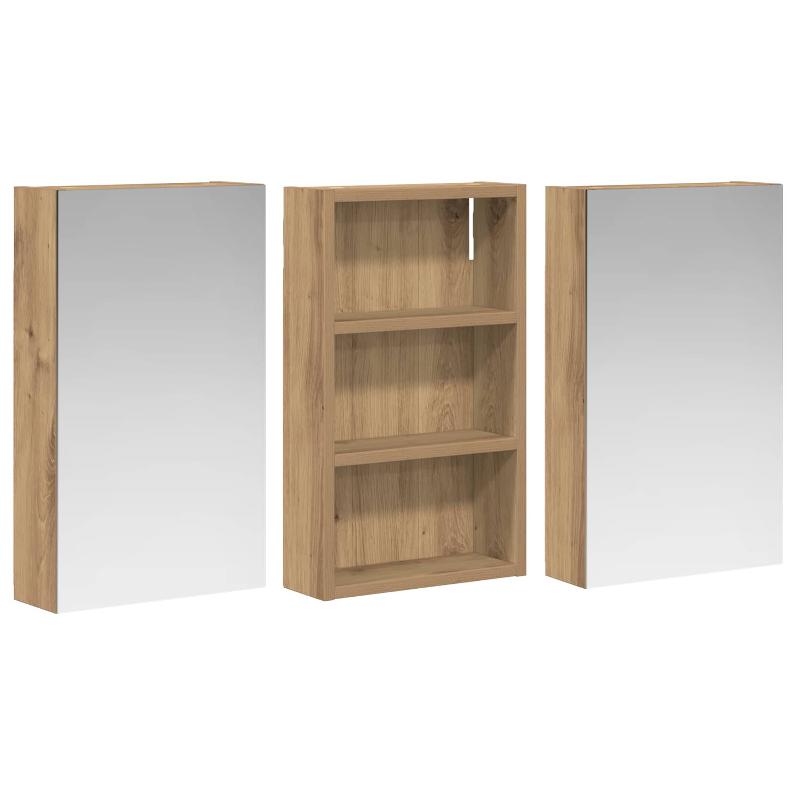 Set ormarića za kupaonicu S LED lampica 3 pcs 90 x 10,5 x 50 cm