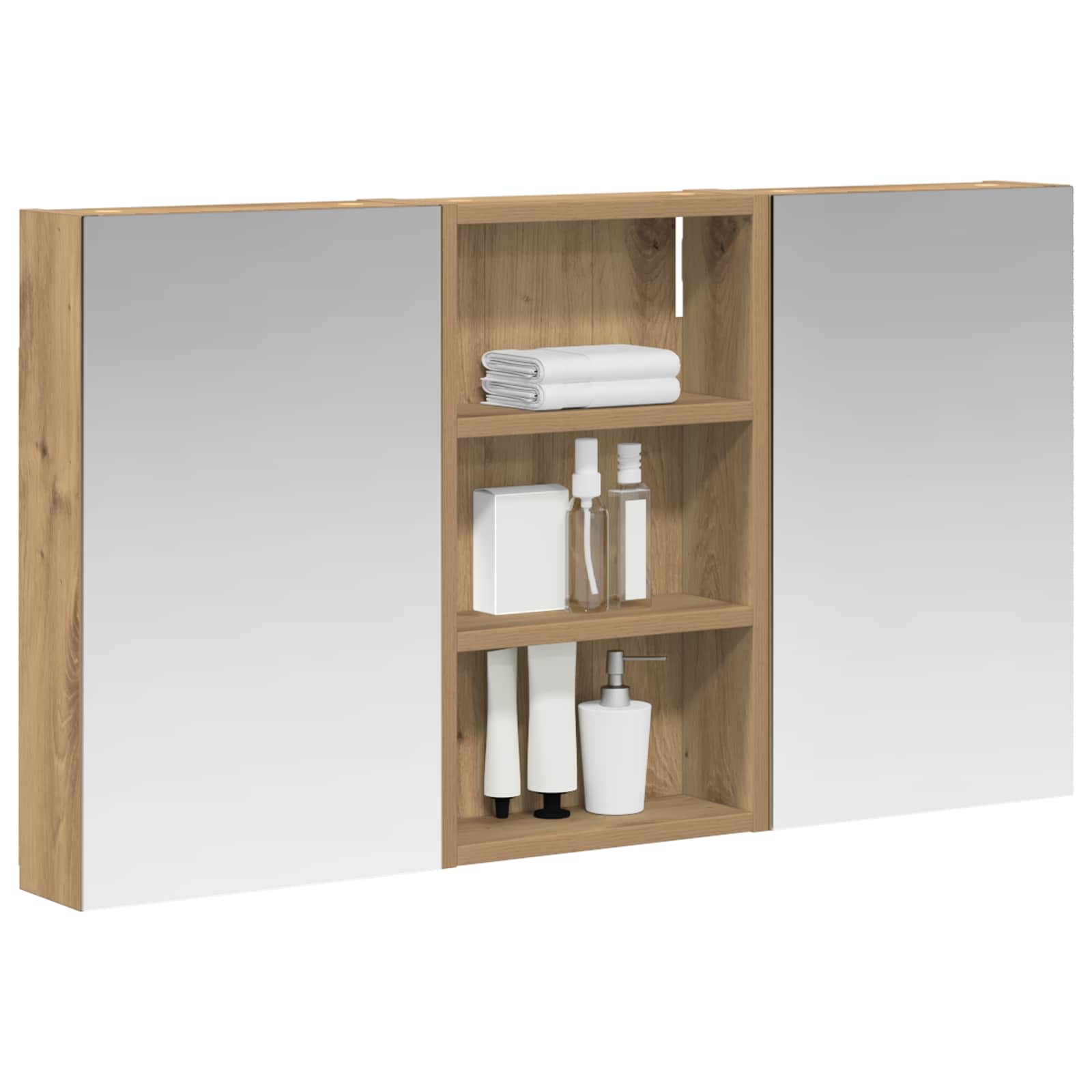 Set ormarića za kupaonicu S LED lampica 3 pcs 90 x 10,5 x 50 cm