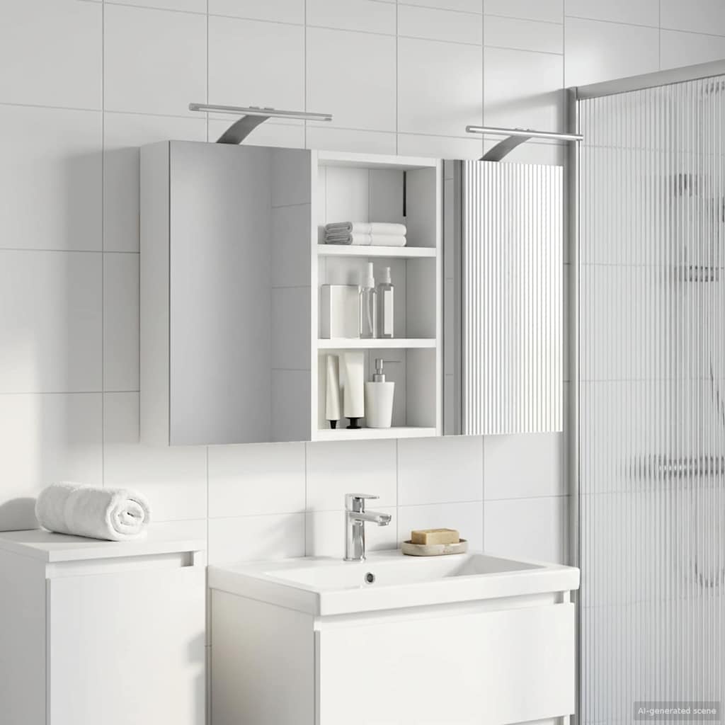 Set ormarića za kupaonicu S LED lampica 3 pcs 90 x 10,5 x 50 cm