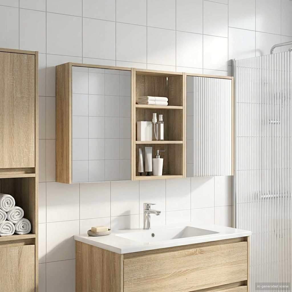 Set ormarića za kupaonicu s policom 3 pcs 126 x 16 x 62.5 cm
