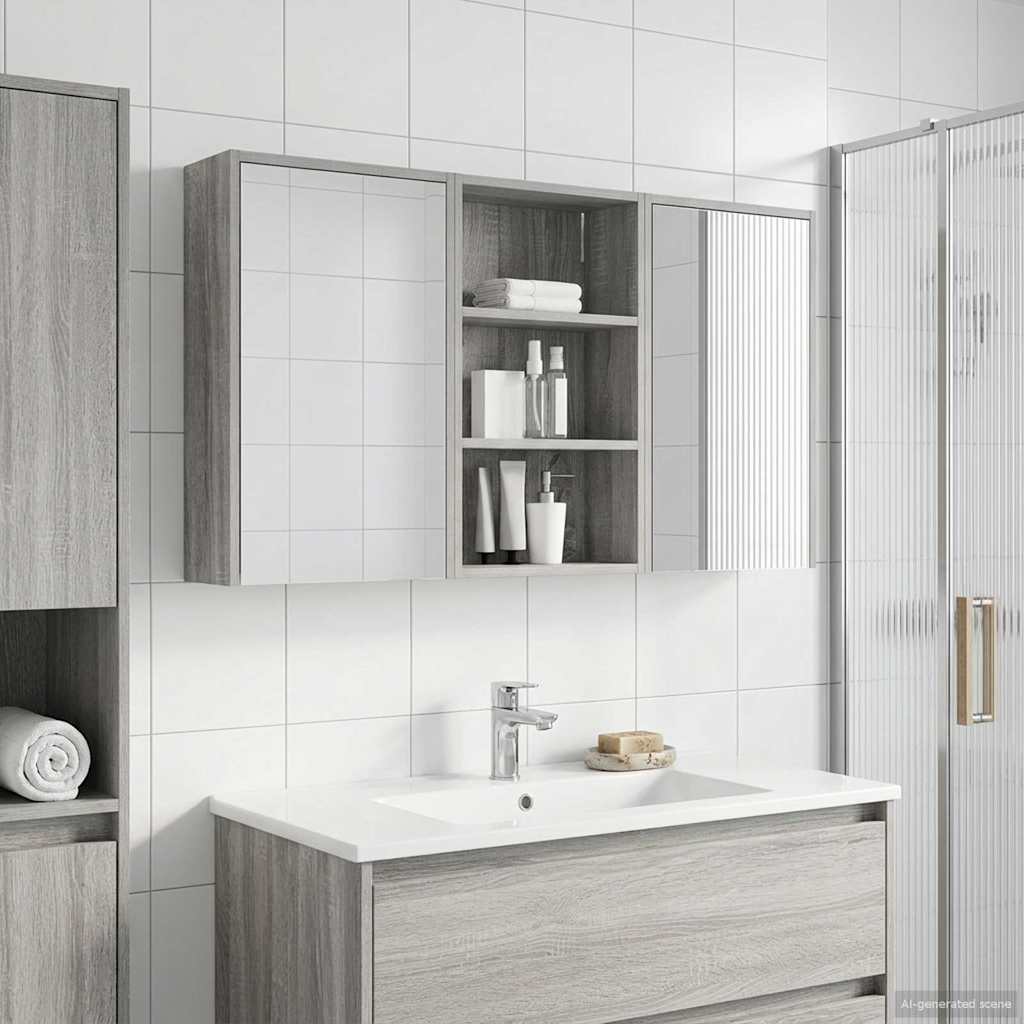 Set ormarića za kupaonicu s policom 3 pcs 126 x 16 x 62.5 cm