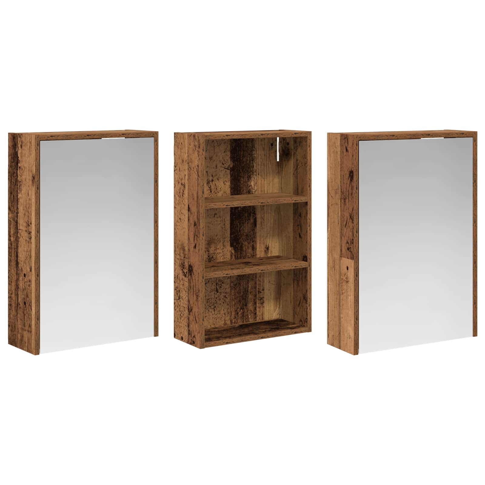 Set ormarića za kupaonicu s policom 3 pcs 126 x 16 x 62.5 cm