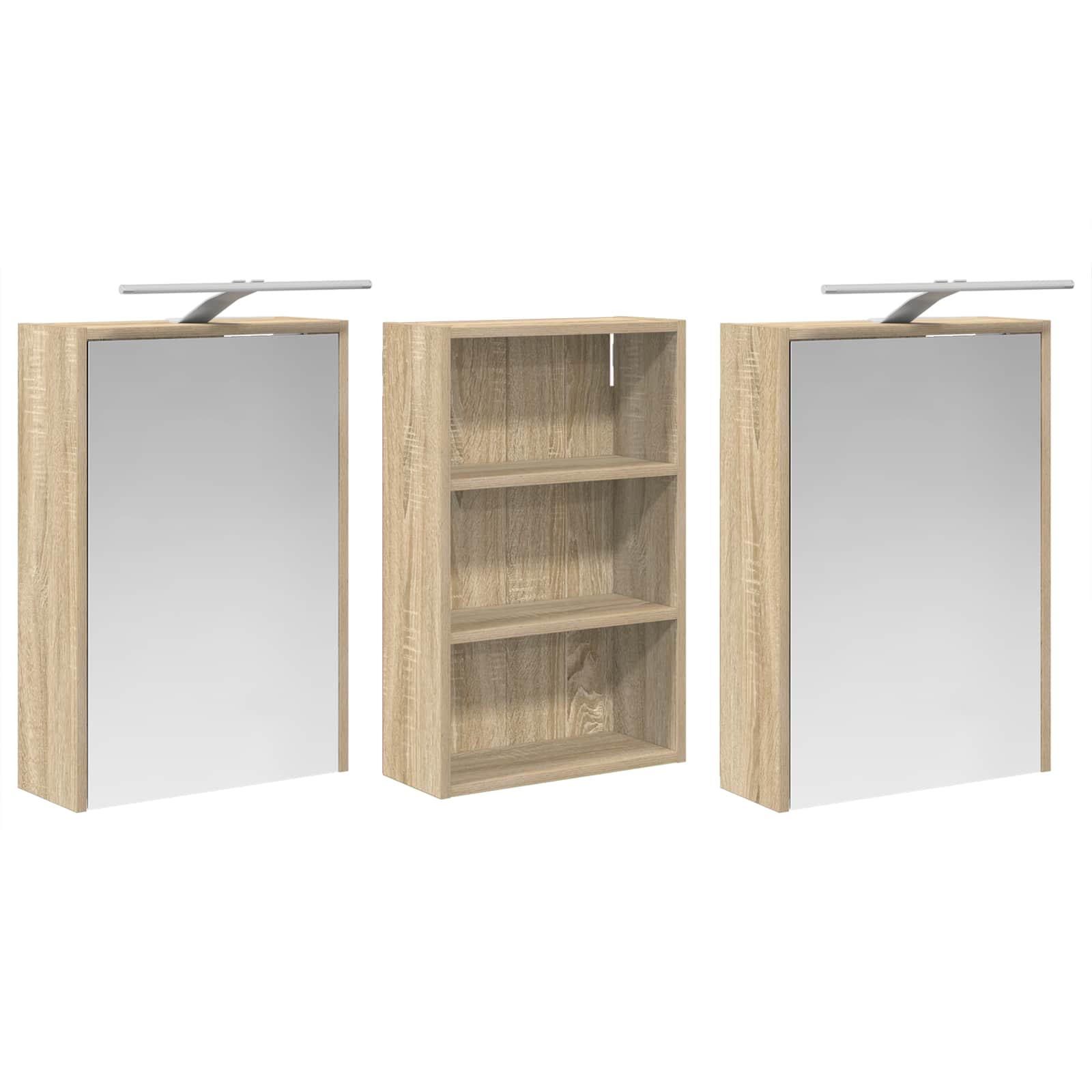 Set ormarića za kupaonicu s policom 3 pcs 126 x 16 x 62.5 cm