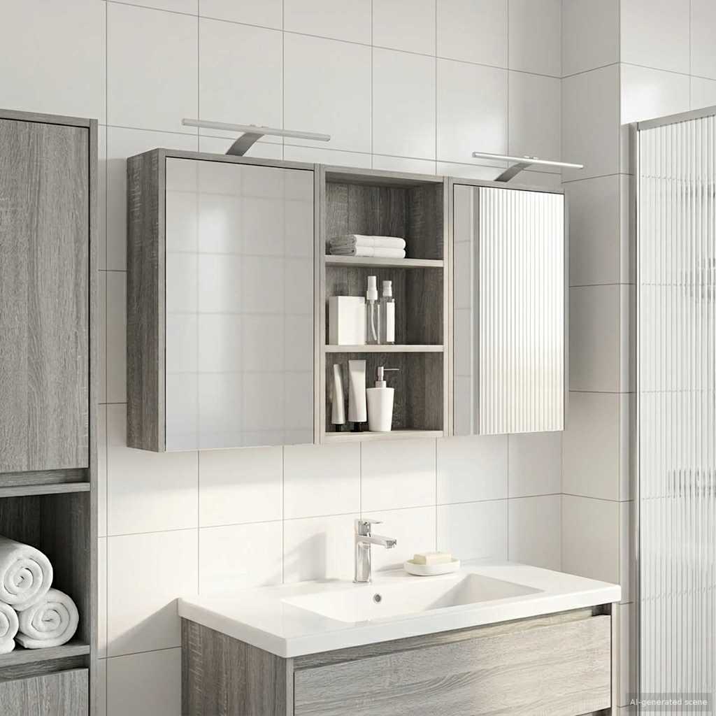 Set ormarića za kupaonicu s policom 3 pcs 126 x 16 x 62.5 cm