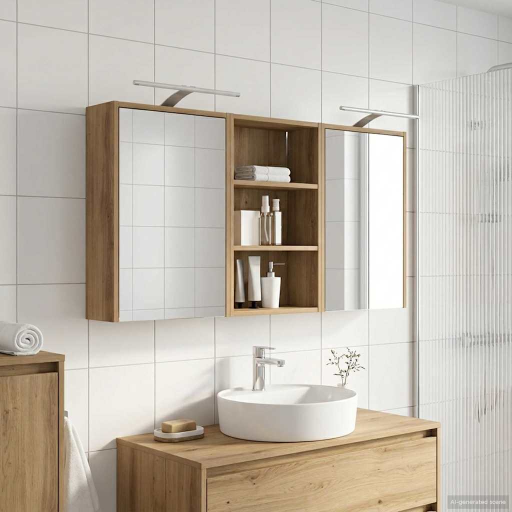 Set ormarića za kupaonicu s policom 3 pcs 126 x 16 x 62.5 cm