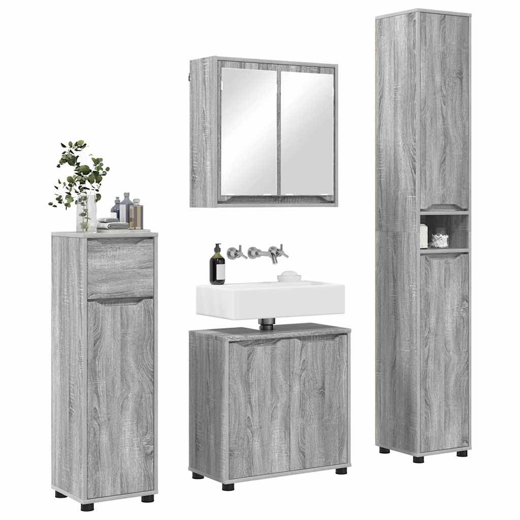 Set namještaja za kupaonicu 4 pcs Siva Sonoma Konstruirano drvo