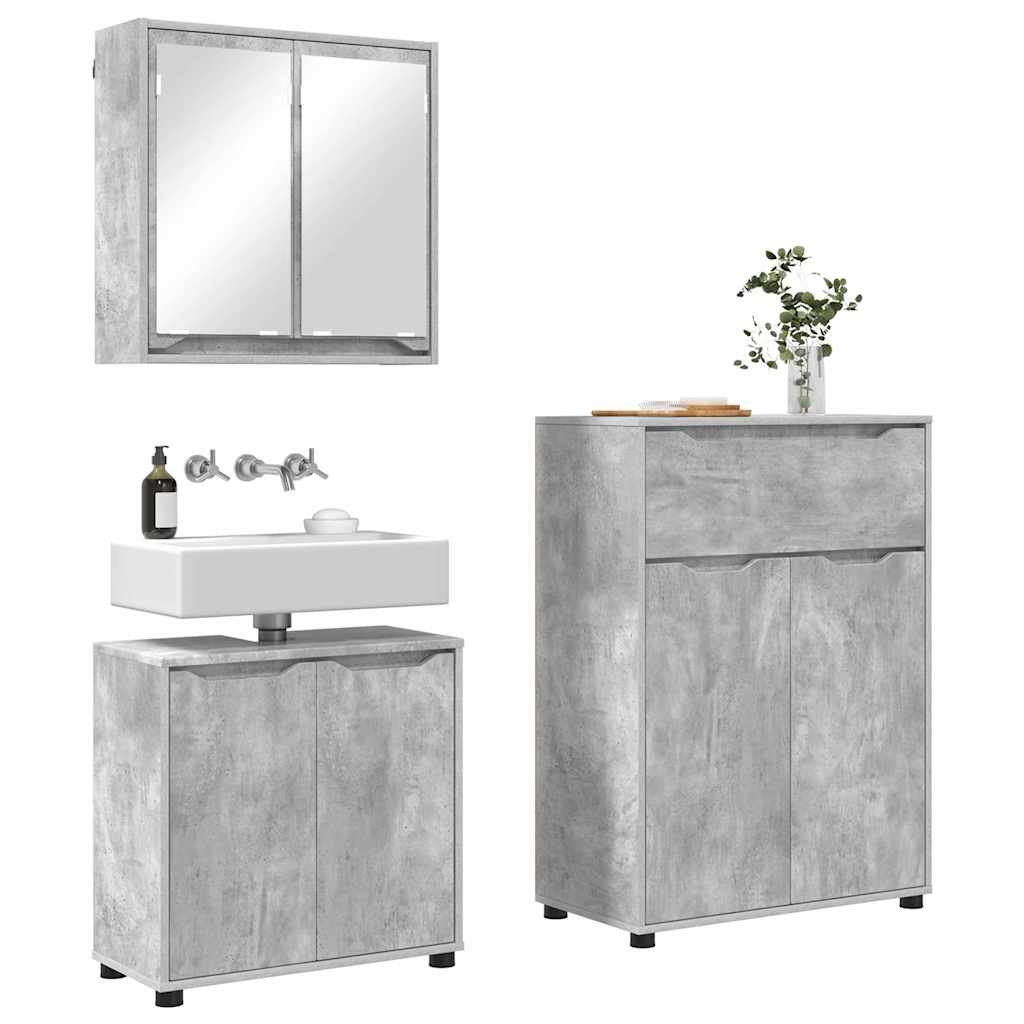 Set namještaja za kupaonicu s ladicama 3 pcs Betonski sivi