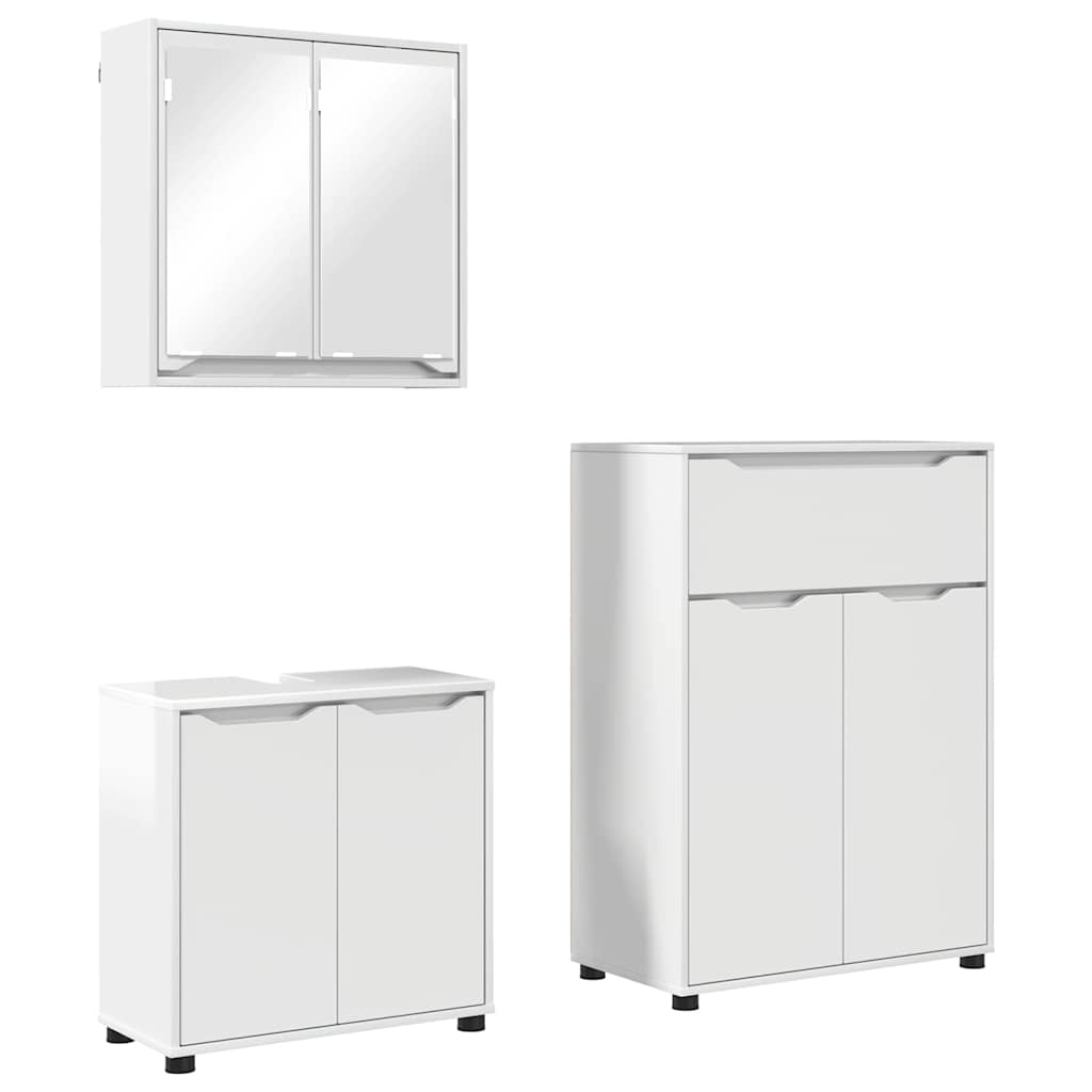 Set namještaja za kupaonicu s ladicama 3 pcs Visoki sjaj bijela