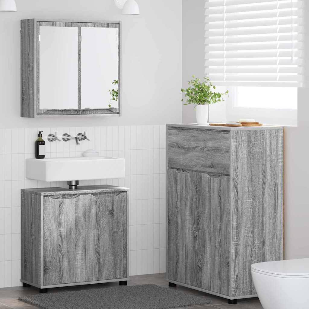 Set namještaja za kupaonicu 3 pcs Siva Sonoma Konstruirano drvo