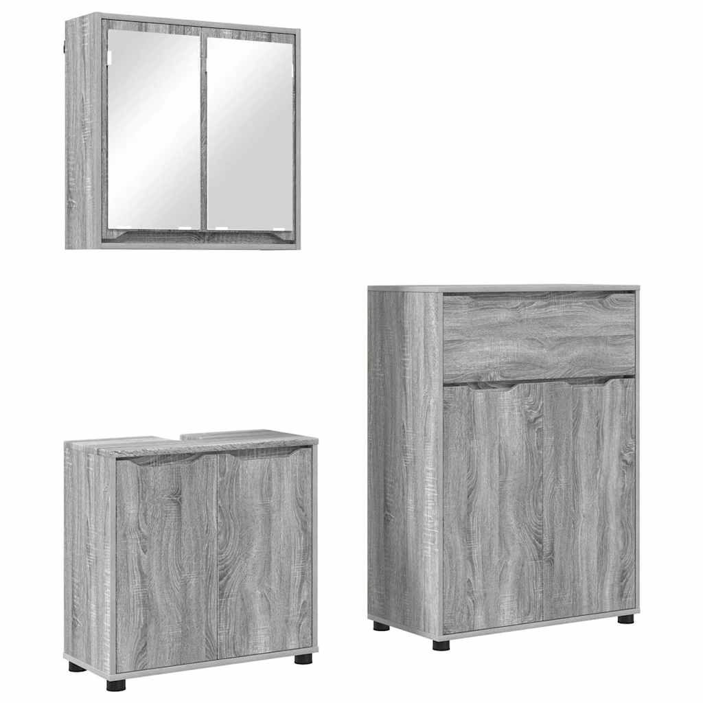 Set namještaja za kupaonicu 3 pcs Siva Sonoma Konstruirano drvo