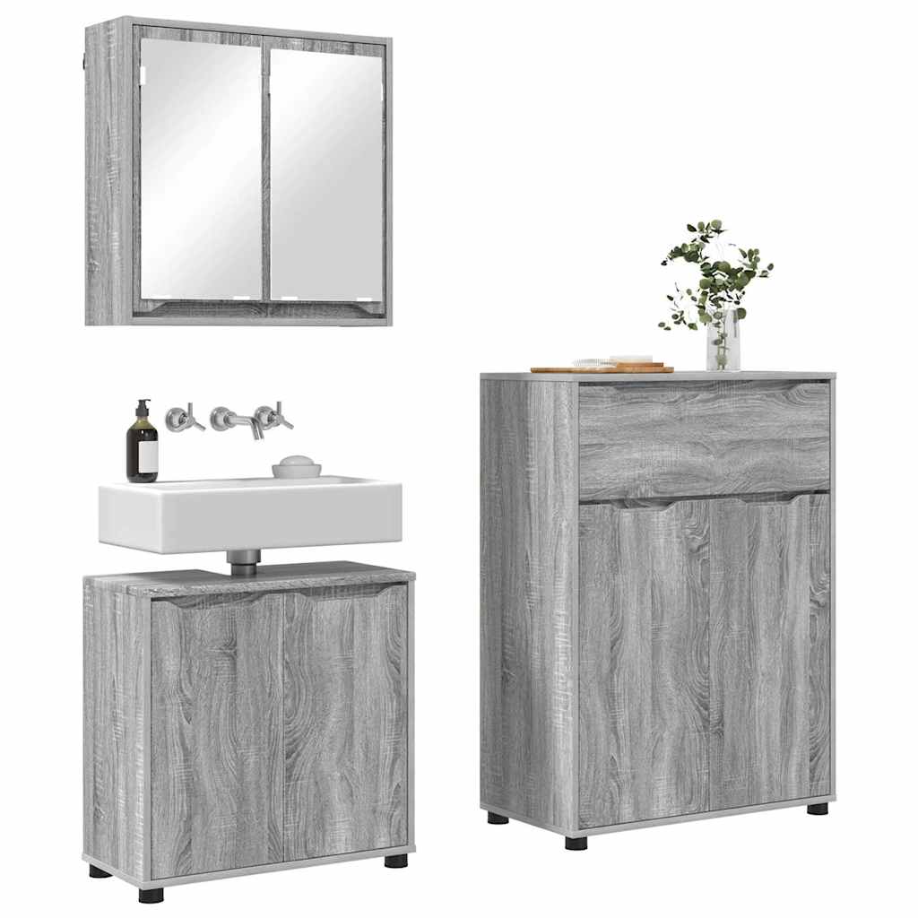Set namještaja za kupaonicu 3 pcs Siva Sonoma Konstruirano drvo